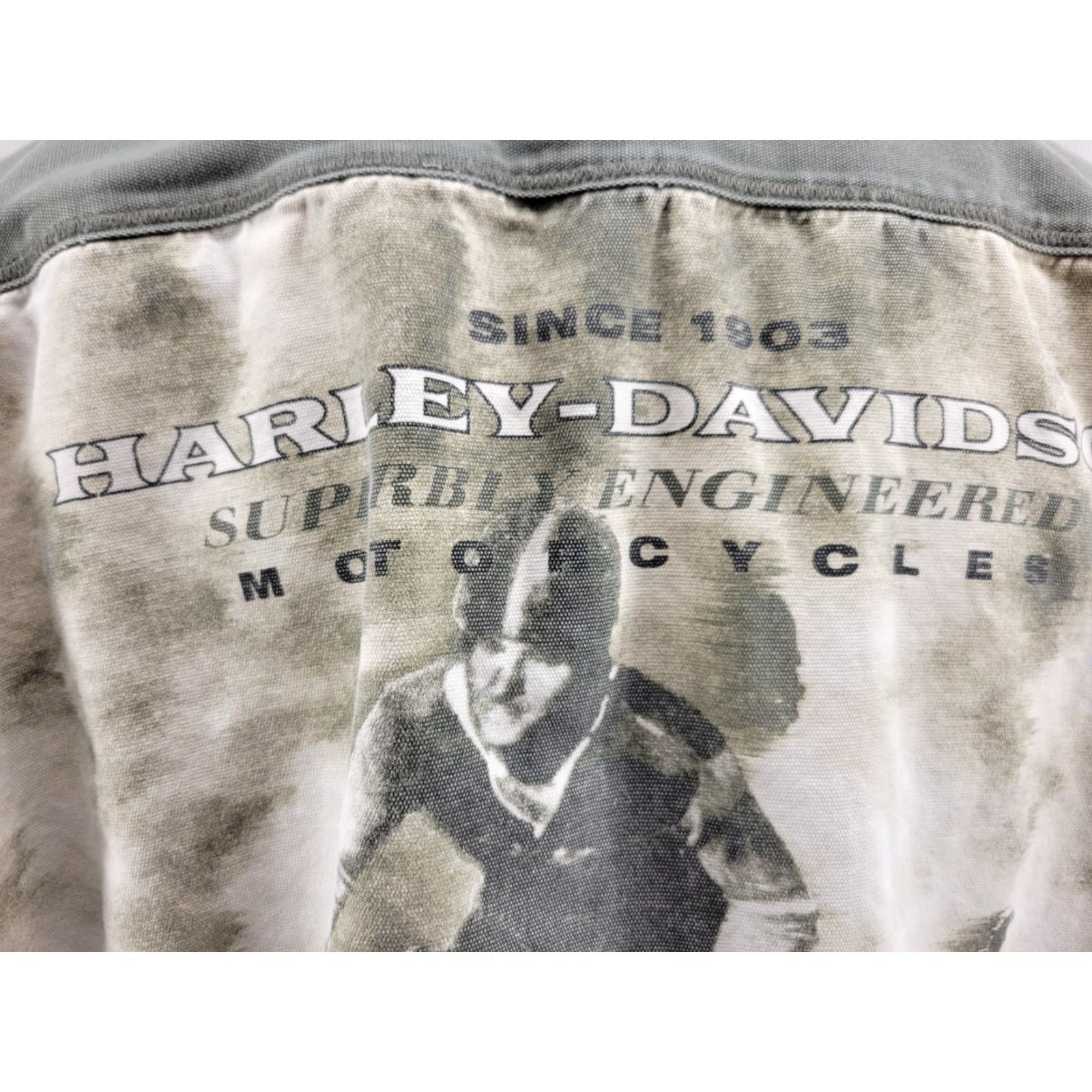 Harley Davidson VINTAGE Harley-Davidson Button-Down Shirt Mens XL Green Canvas Motorcycle Graphic Shirt Mens XL Promotional? (Note: This line is not acceptable) Size US XL / EU 56 / 4 - 7 Thumbnail