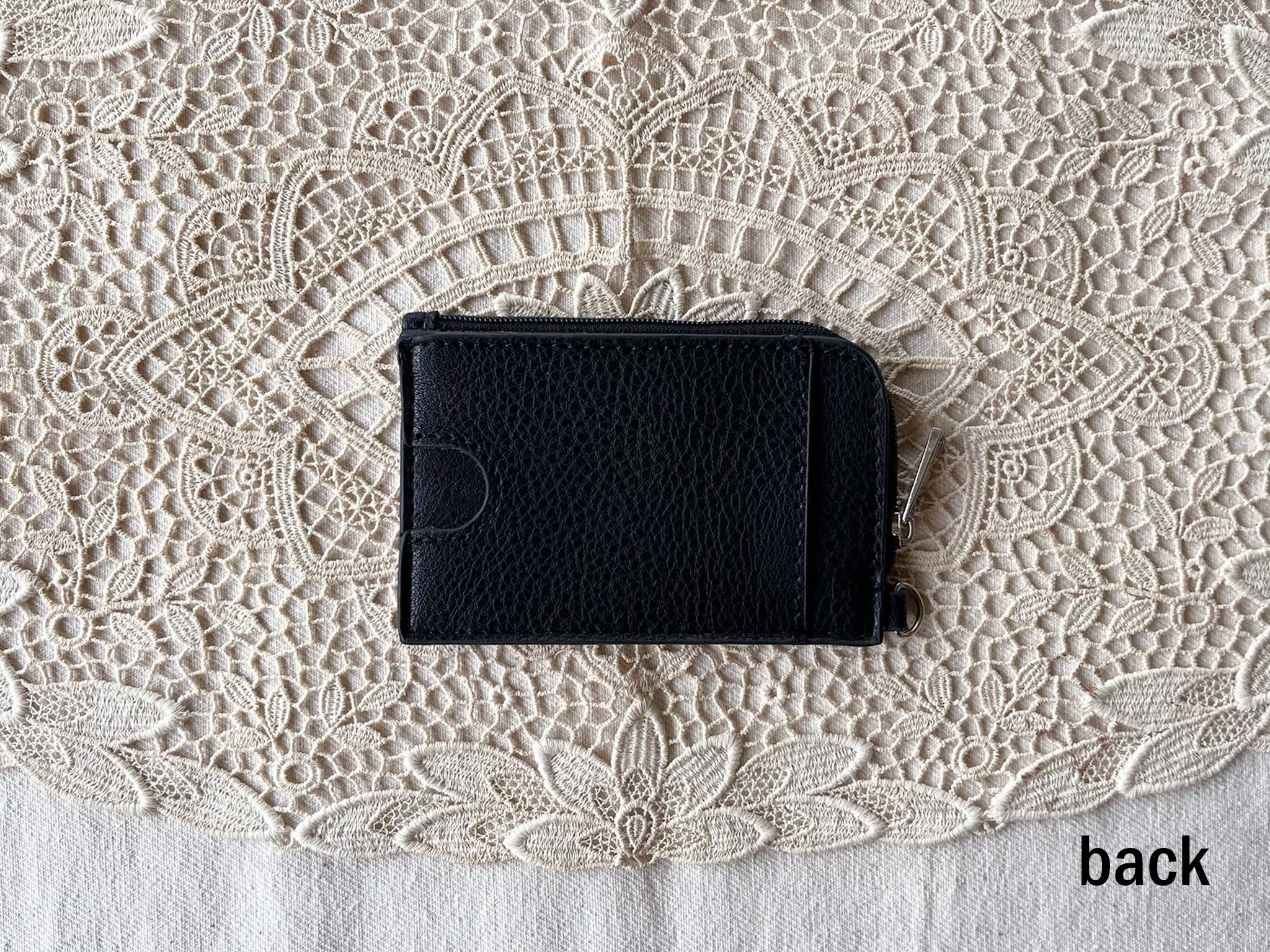 Vintage Compact Size Minimalist Black PU Leather half zip wallet Size ONE SIZE - 4 Thumbnail