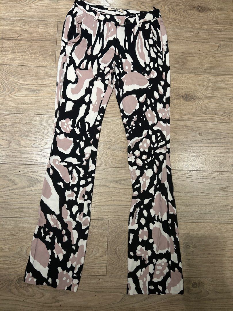 image of Roberto Cavalli Printed Trousers in Pink/White/Black, Women's (Size 26)