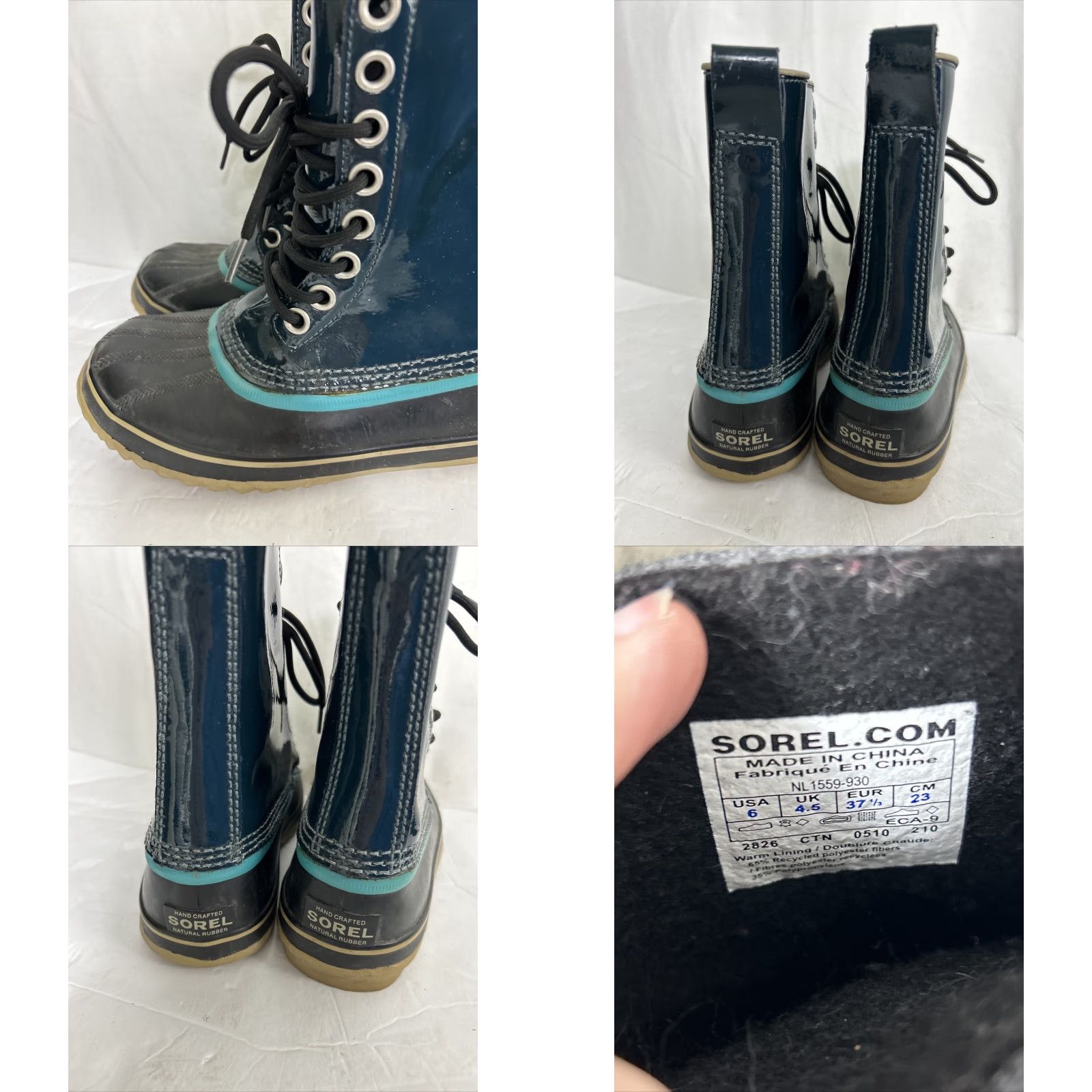 SOREL Sorel Aqua Dahlia Boots Womens Size 6 Lace Up Patent Leather Blue Rain Winter Boots Mens? Ladies No—keep Womens Size 6 Blue Patent Leather Duck Boots Size US 6 / IT 36 - 9 Thumbnail