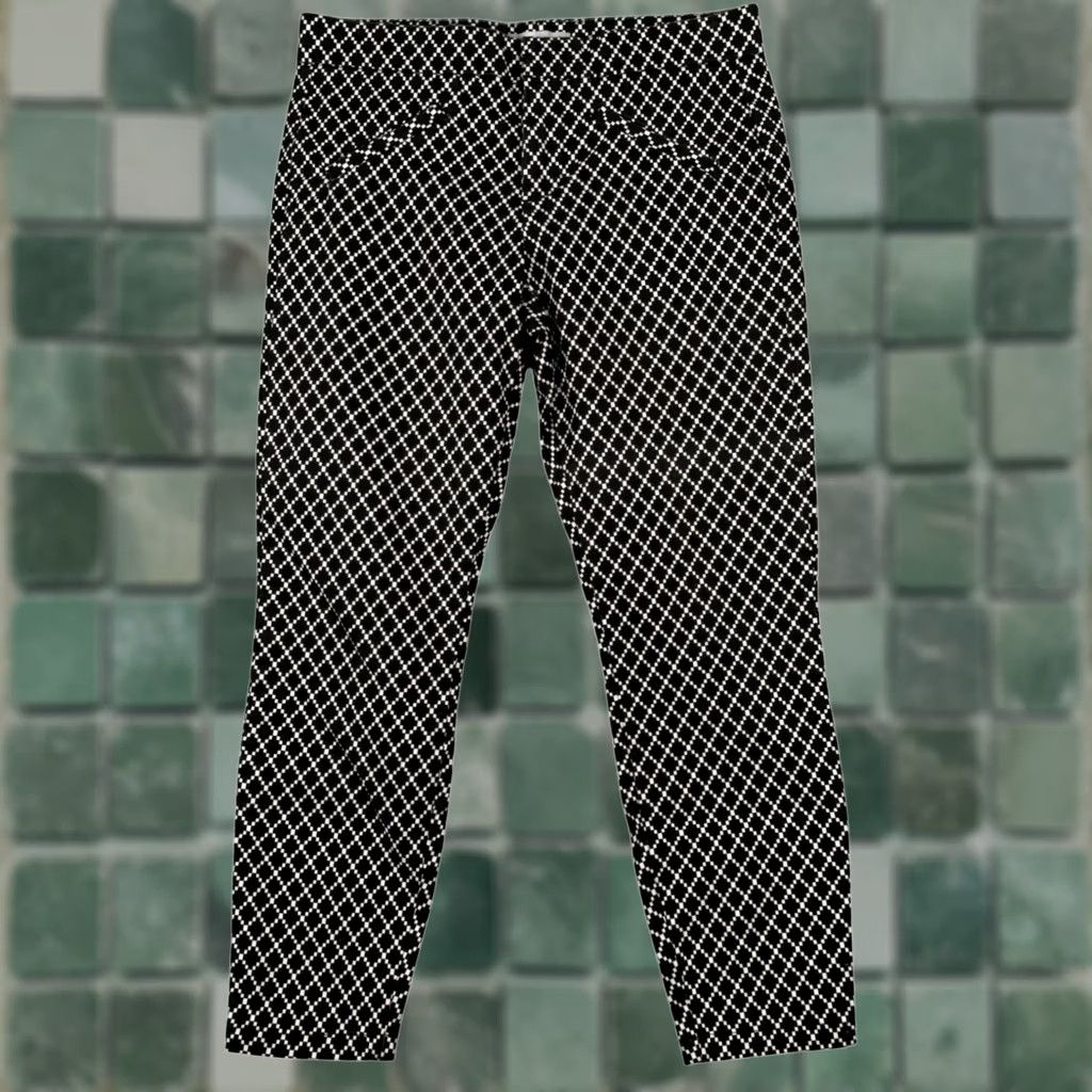 Gap VINTAGE Gap Ultra Skinny Pants Geometric Printed Black Twill Stretch Pockets Zip Button Cropped Workwear Casual Womens 30in Waist 24in Inseam Size 4 Size 27" / US 4 / IT 40 - 1 Thumbnail