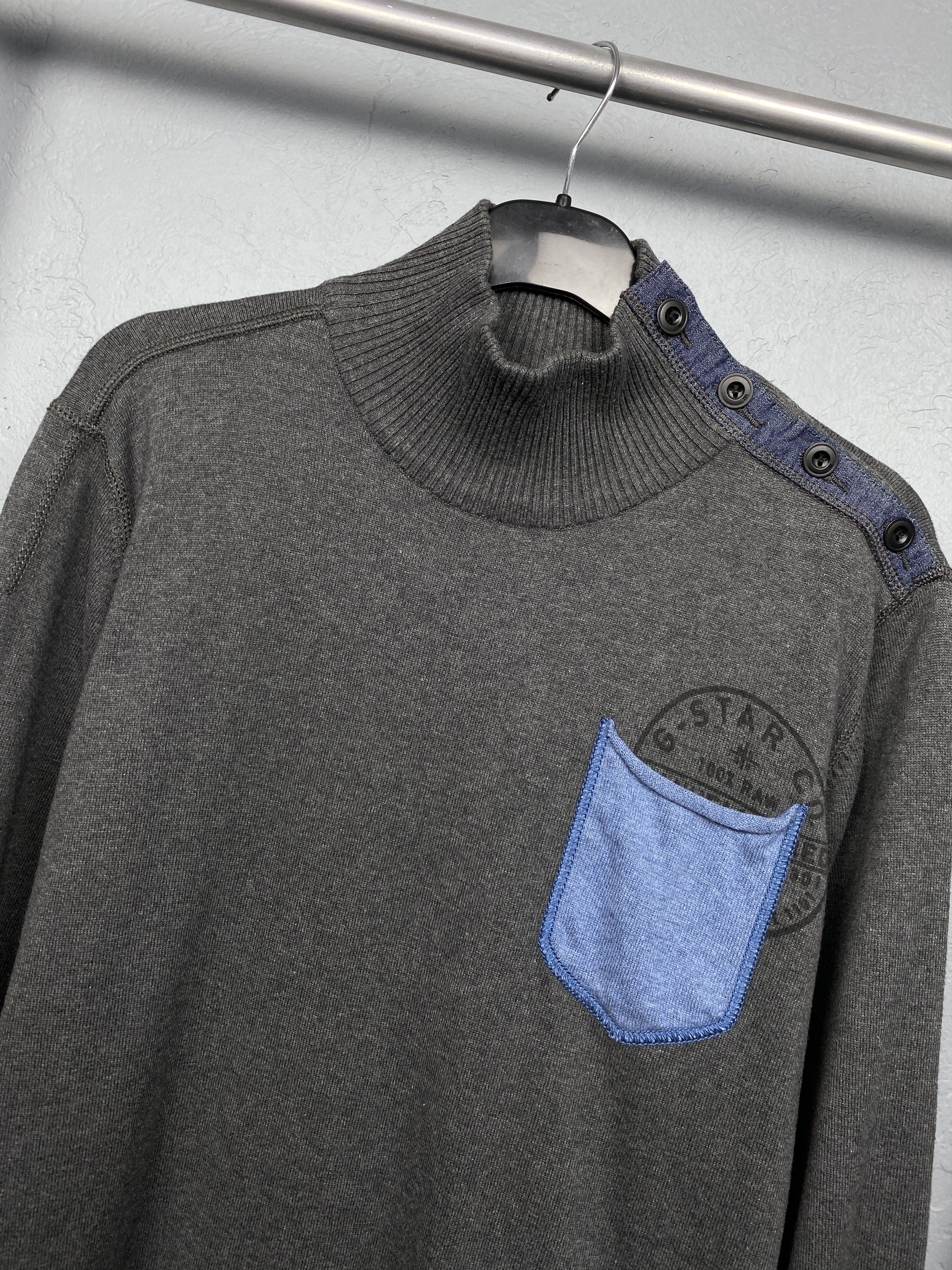 G-Star × Vintage G Star Raw Porter Coll Knit Mens High Neck Sweater Size US L / EU 52-54 / 3 - 2 Thumbnail