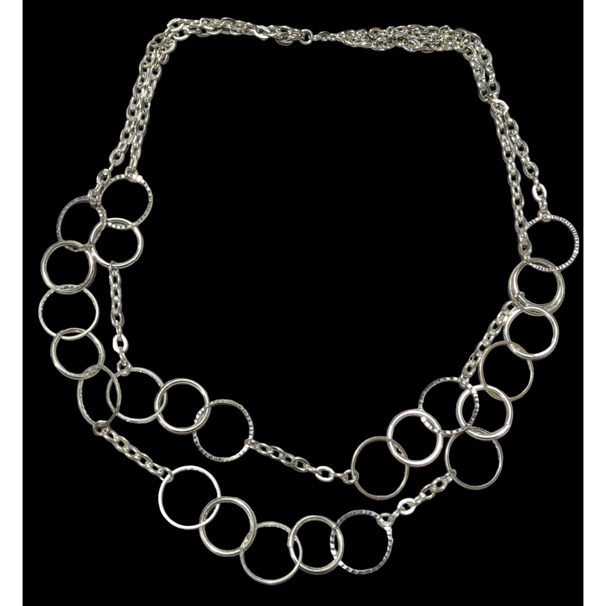 Other Multilayer Silver Ring Chain Link Necklace Size ONE SIZE - 1 Thumbnail