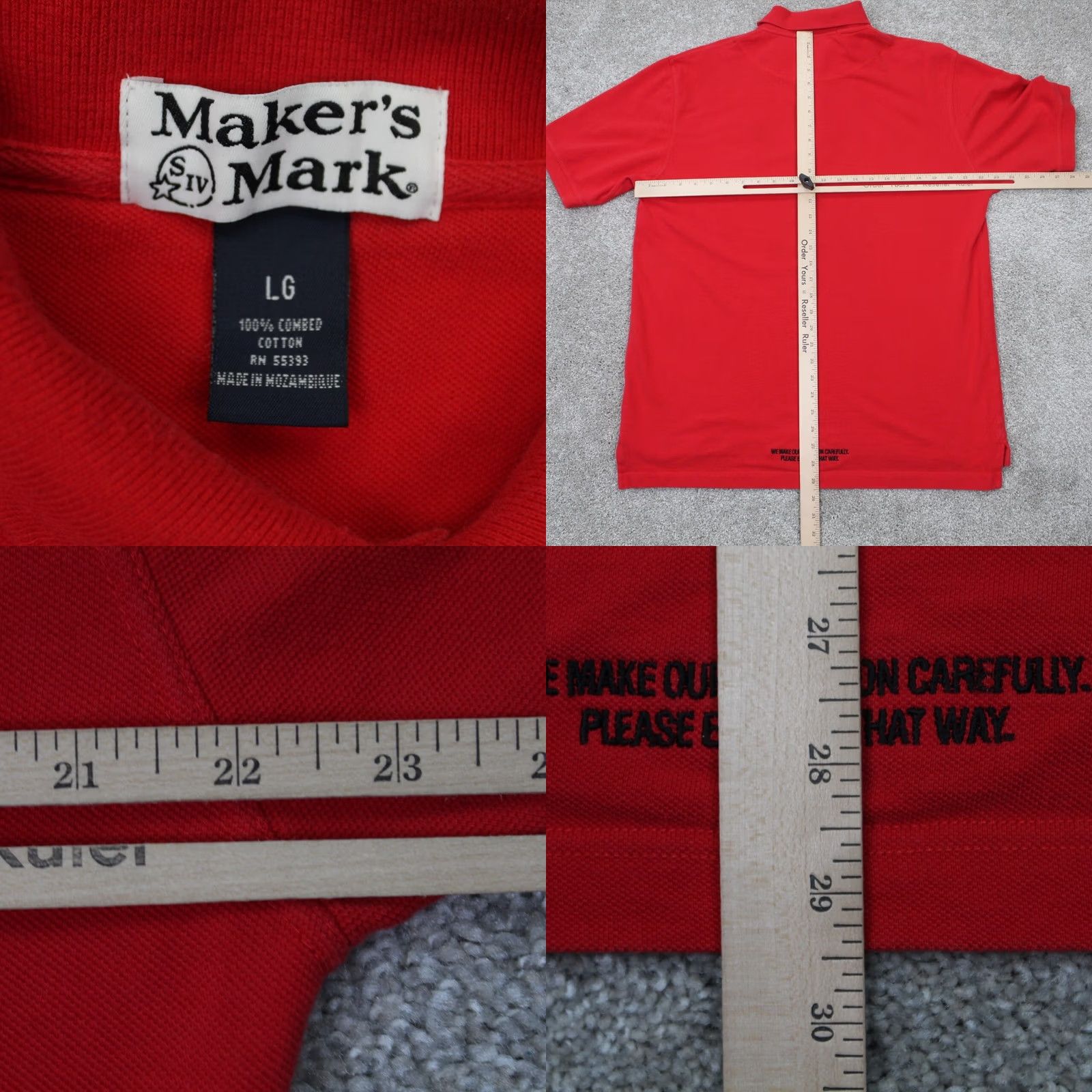Vintage Makers Mark Polo Shirt Mens Large Red Pique Cotton Short Sleeve Pullover Shirt Polo Size US L / EU 52-54 / 3 - 8 Thumbnail