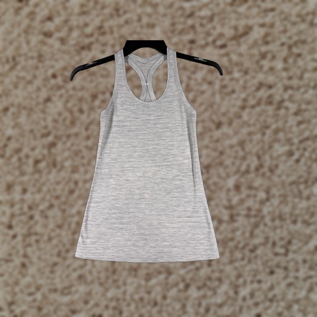 Lululemon Lululemon Shirt Women 2 Gray Stripe Racerback Light Luon Fabric Size XS / US 0-2 / IT 36-38 - 1 Thumbnail