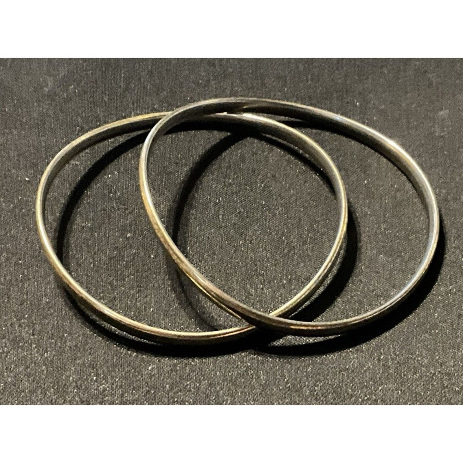 Other Silver Tone Abstract Shaped Stackable Bracelet Pair 8.25in Size ONE SIZE - 1 Thumbnail