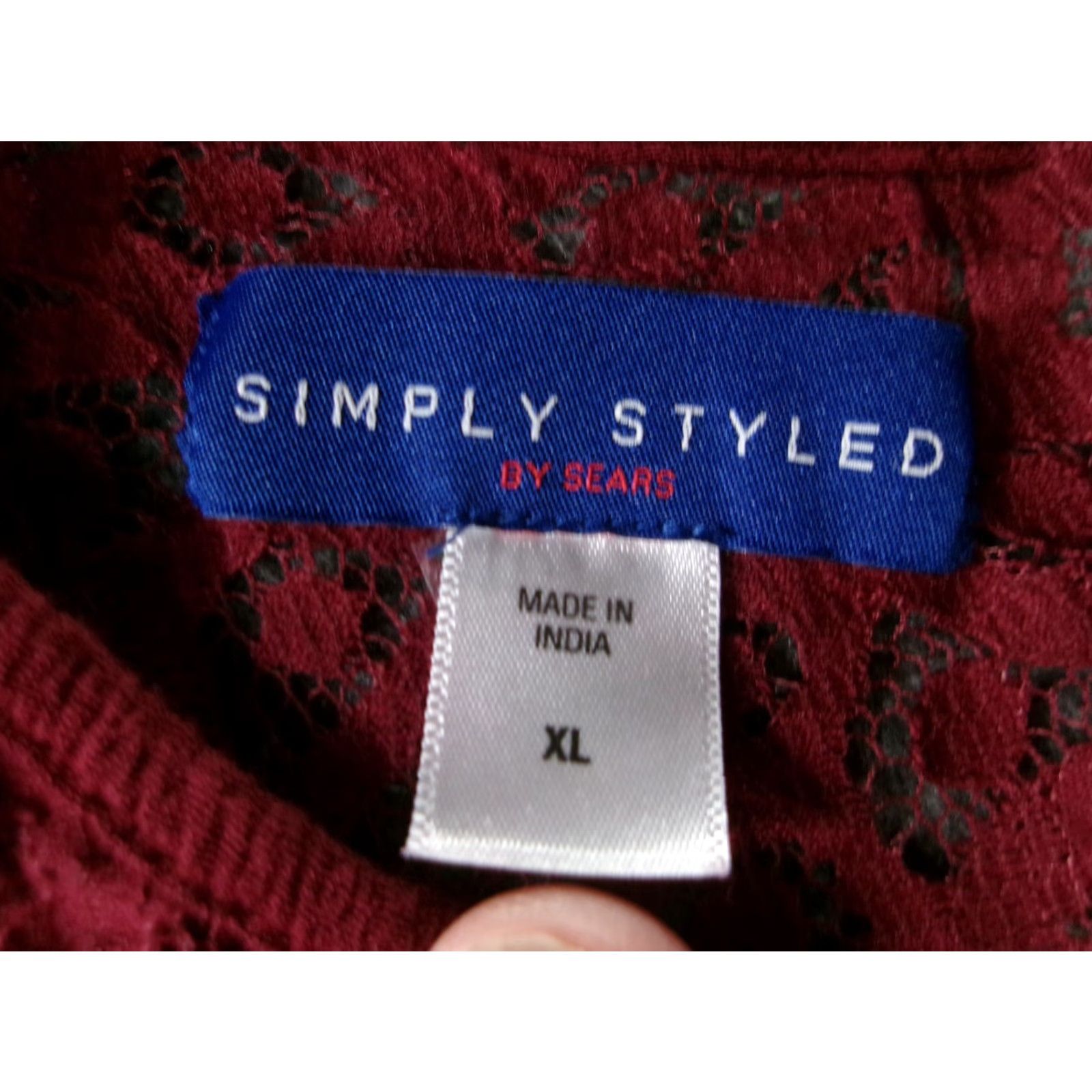 YOKE Simply Styled Dress Womens XL Burgundy Lace Yoke Long Sleeve Rayon Boho Flowy Size XL / US 12-14 / IT 48-50 - 6 Thumbnail