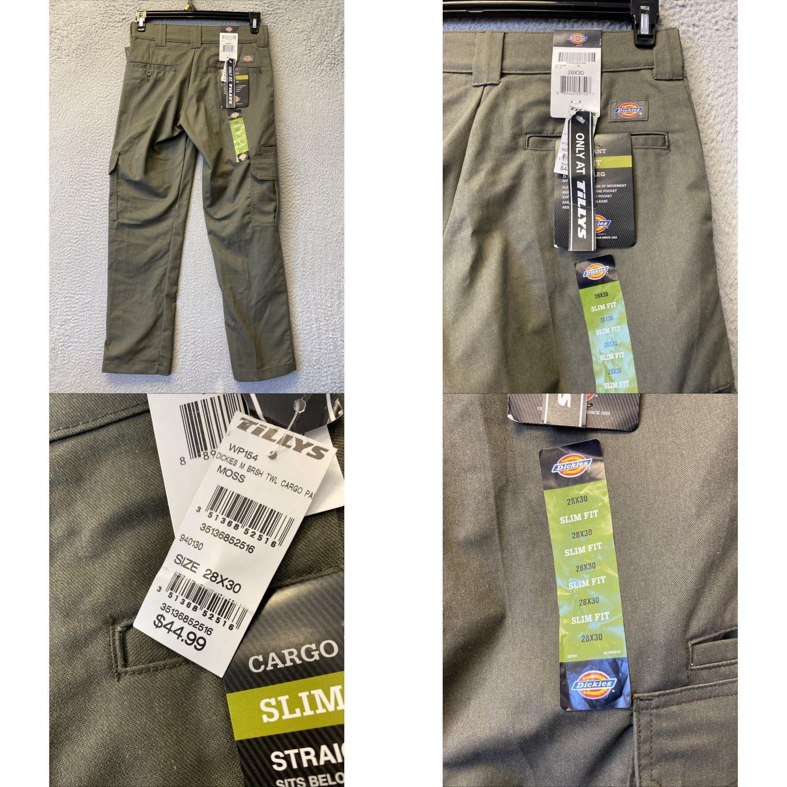 Dickies Dickies Cargo Pants Men Sz 28x30 Olive Green Canvas Slim Relaxed Fit Casual Workwear Size US 28 / EU 44 - 8 Thumbnail