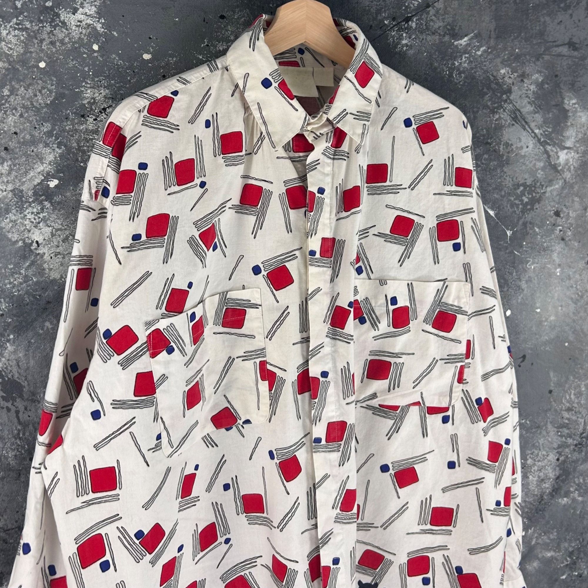 Vintage Vintage 1980’s Geometric art button shirt Size US XL / EU 56 / 4 - 2 Thumbnail