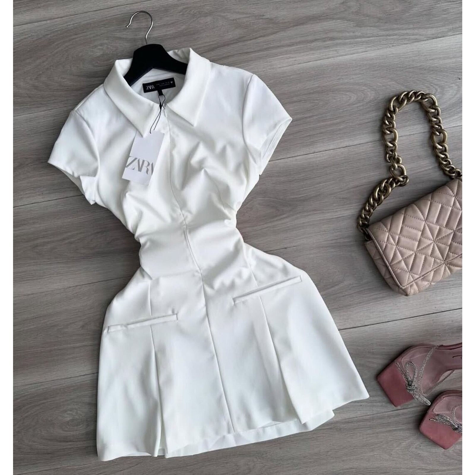 Zara ZARA BLOGGER FAVE!!! Short Dress with Box Pleats NWT Size L / US 10 / IT 46 - 24 Thumbnail