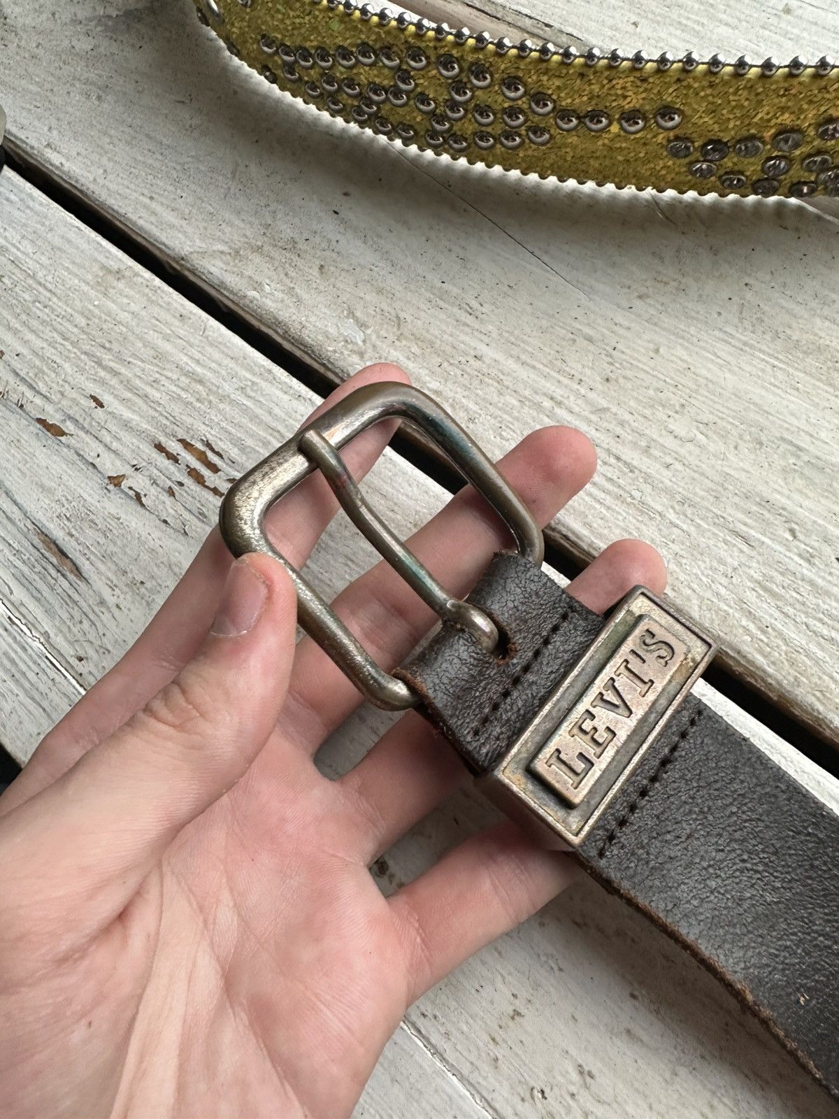 Levi's 🚨90s Levis made in usa 100% leather belt made in italy VNTG Size ONE SIZE - 3 Thumbnail