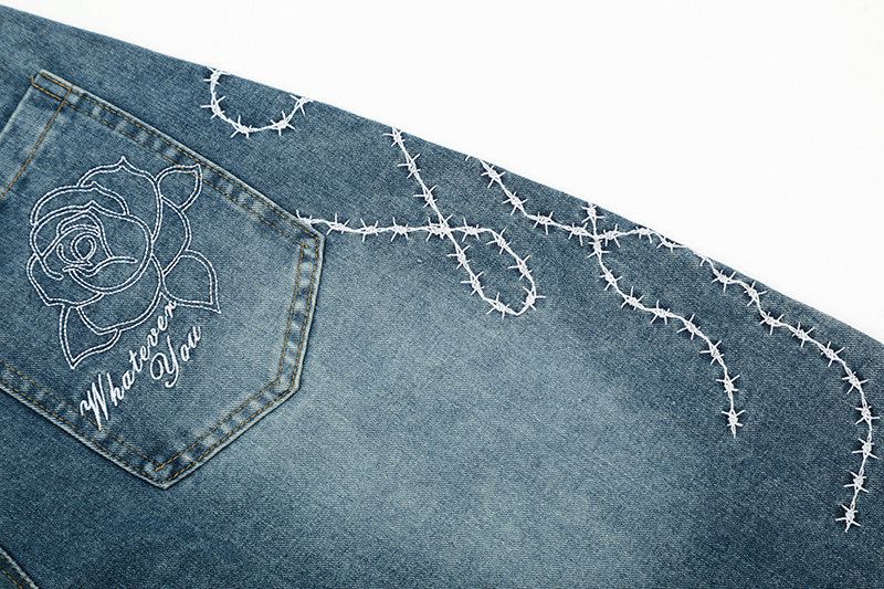 Vintage American retro washed distressed curved jeans Size US 32 / EU 48 - 5 Thumbnail