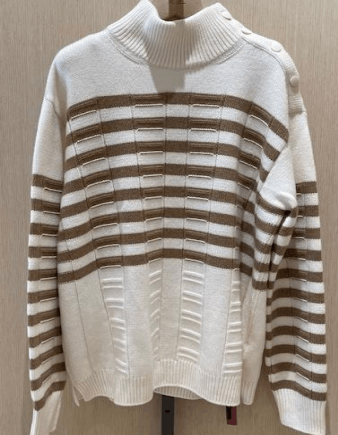 Loro Piana o1w1db10724 Turtleneck Cashmere Sweater in White/Brown Size XL / US 12-14 / IT 48-50 - 1 Preview