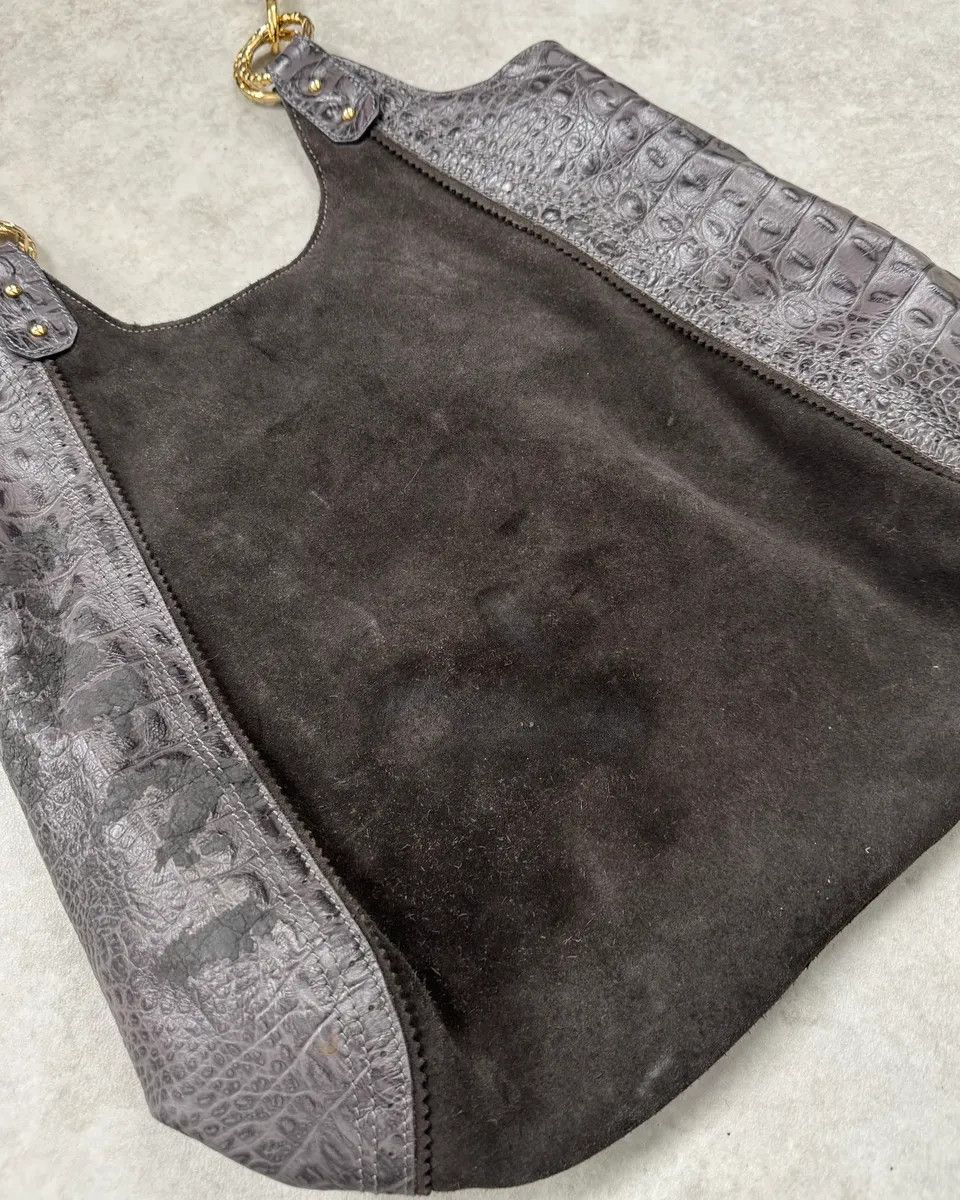 Just Cavalli Just Cavalli Brown Suede Crocodile Effect Leather Leopard Shoulder Bag Size ONE SIZE - 9 Thumbnail