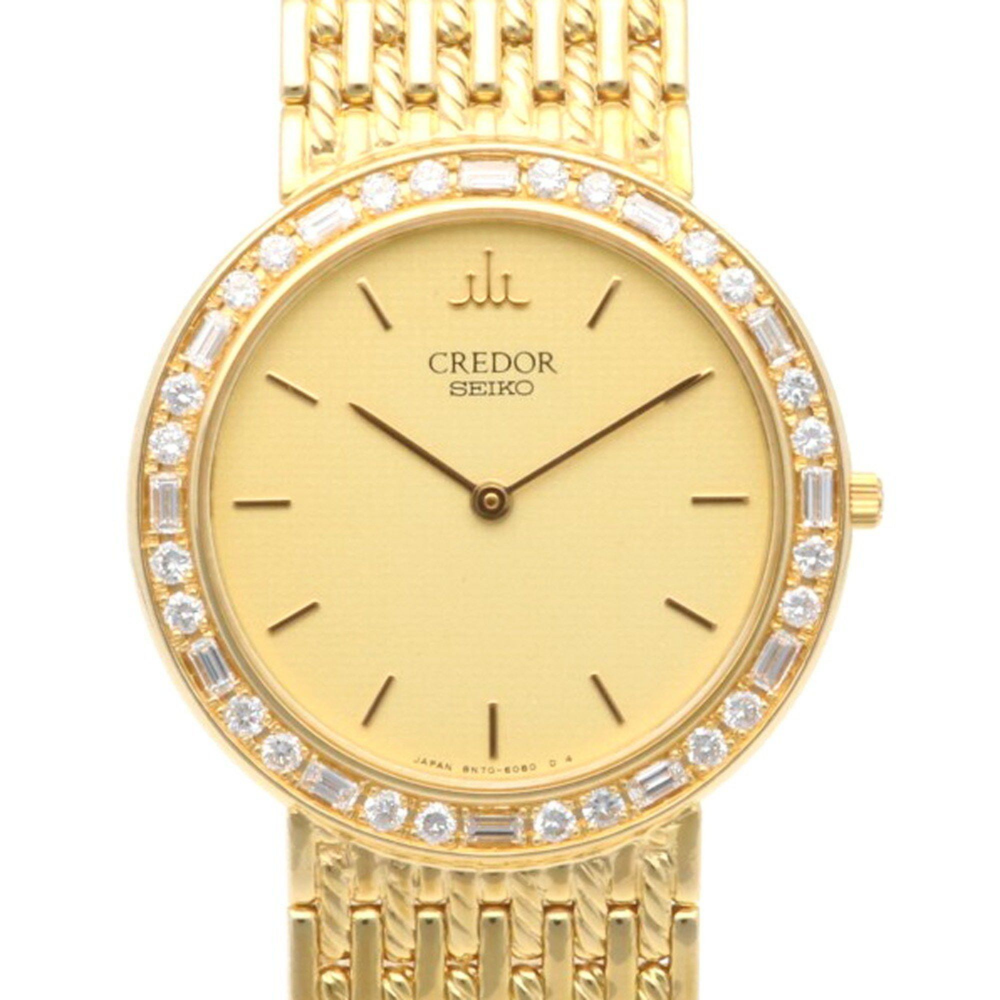image of Credor Seiko Watch 18K 8N70-6190 Quartz Men's Credor Seiko Bezel Diamond in Gold