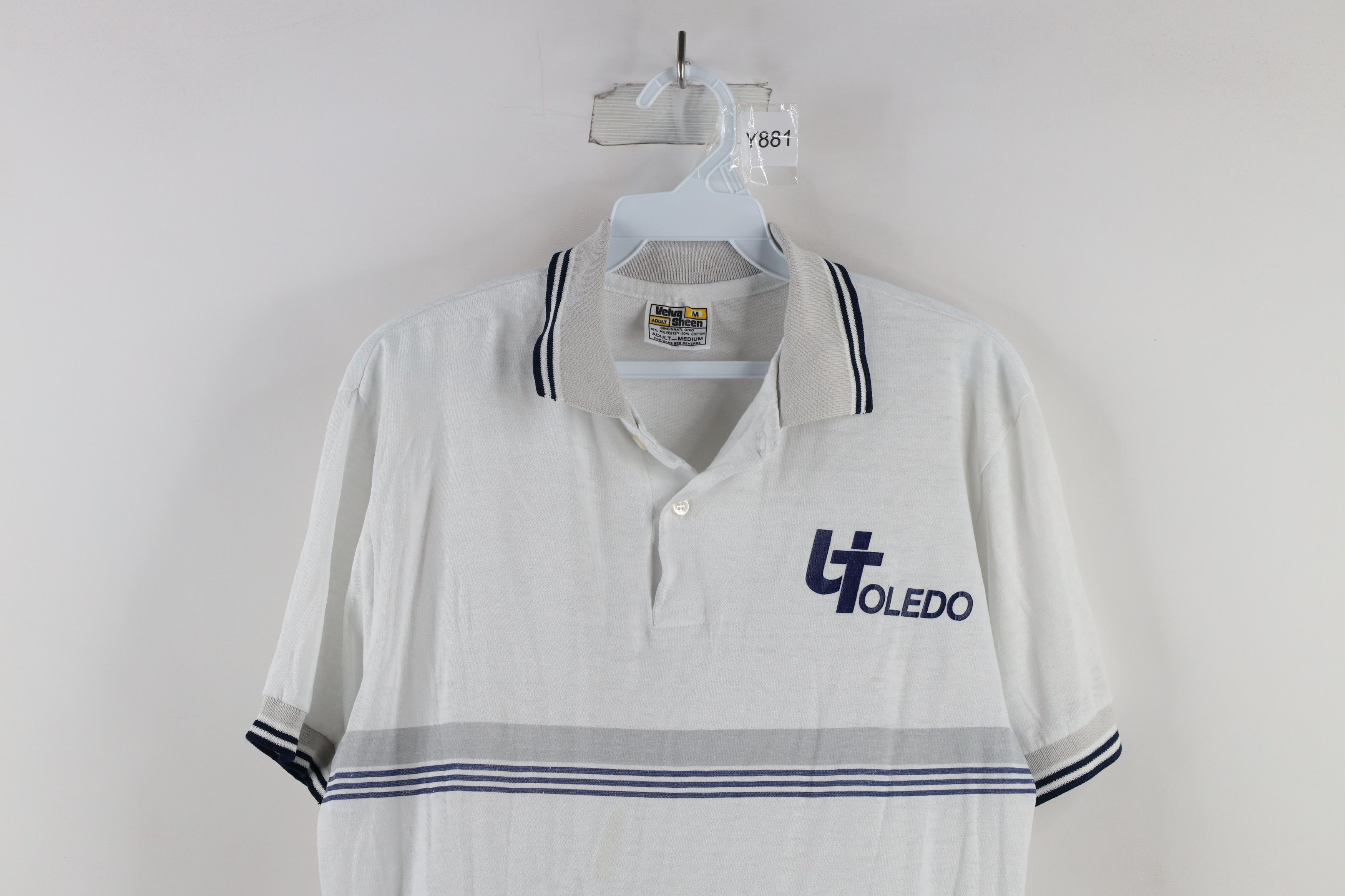 Vintage Vintage 70s Out Striped University of Toledo Polo Shirt USA Size US M / EU 48-50 / 2 - 2 Thumbnail