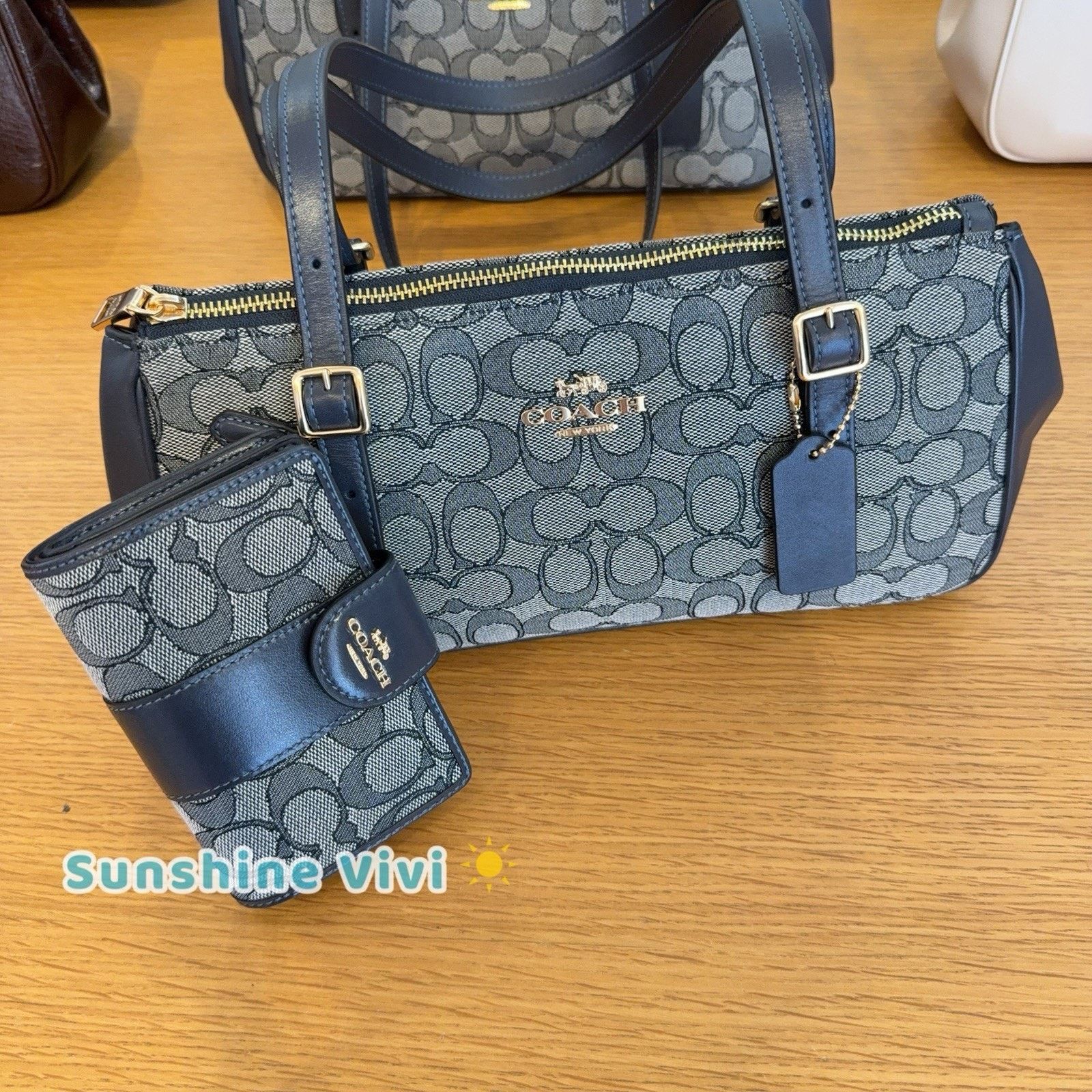 Coach NWT Bundle Coach Asher Bag CBJ03 & CU987 Zip Wallet Navy Size ONE SIZE - 2 Thumbnail
