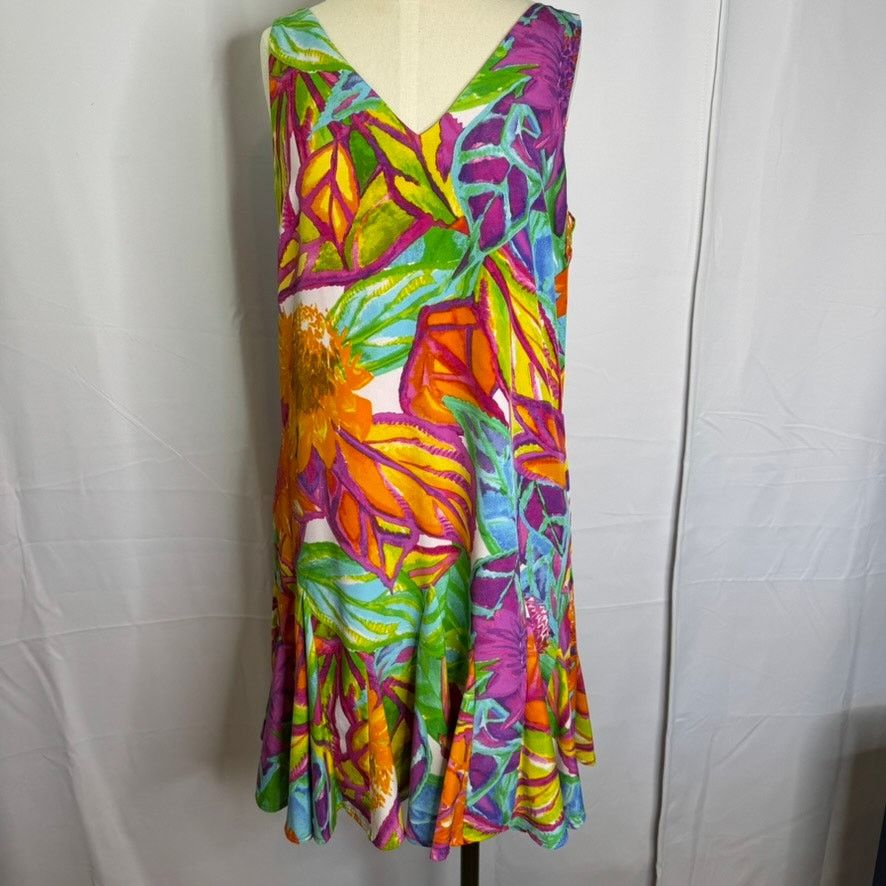 Lauren Ralph Lauren Lauren Ralph Lauren Petite Tropical Floral Flounce Dress 12P Size XL / US 12-14 / IT 48-50 - 2 Thumbnail