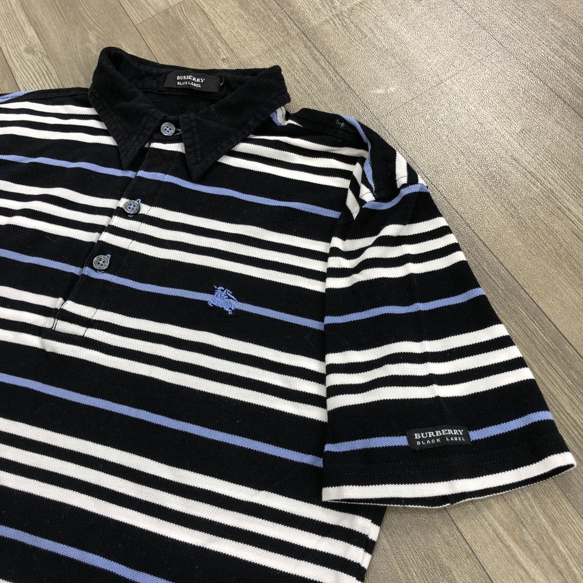 Burberry × Designer × Vintage Vintage Burberry London Black Label Striped Polo Shirt Size US M / EU 48-50 / 2 - 4 Thumbnail