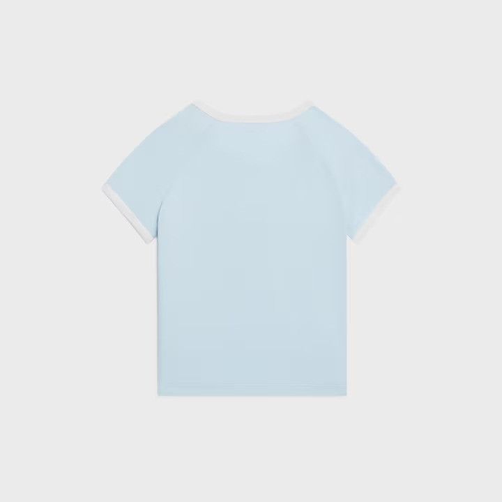 Celine os11x0526 Triomphe T-Shirt in Light Blue Size XS / US 0-2 / IT 36-38 - 2 Thumbnail