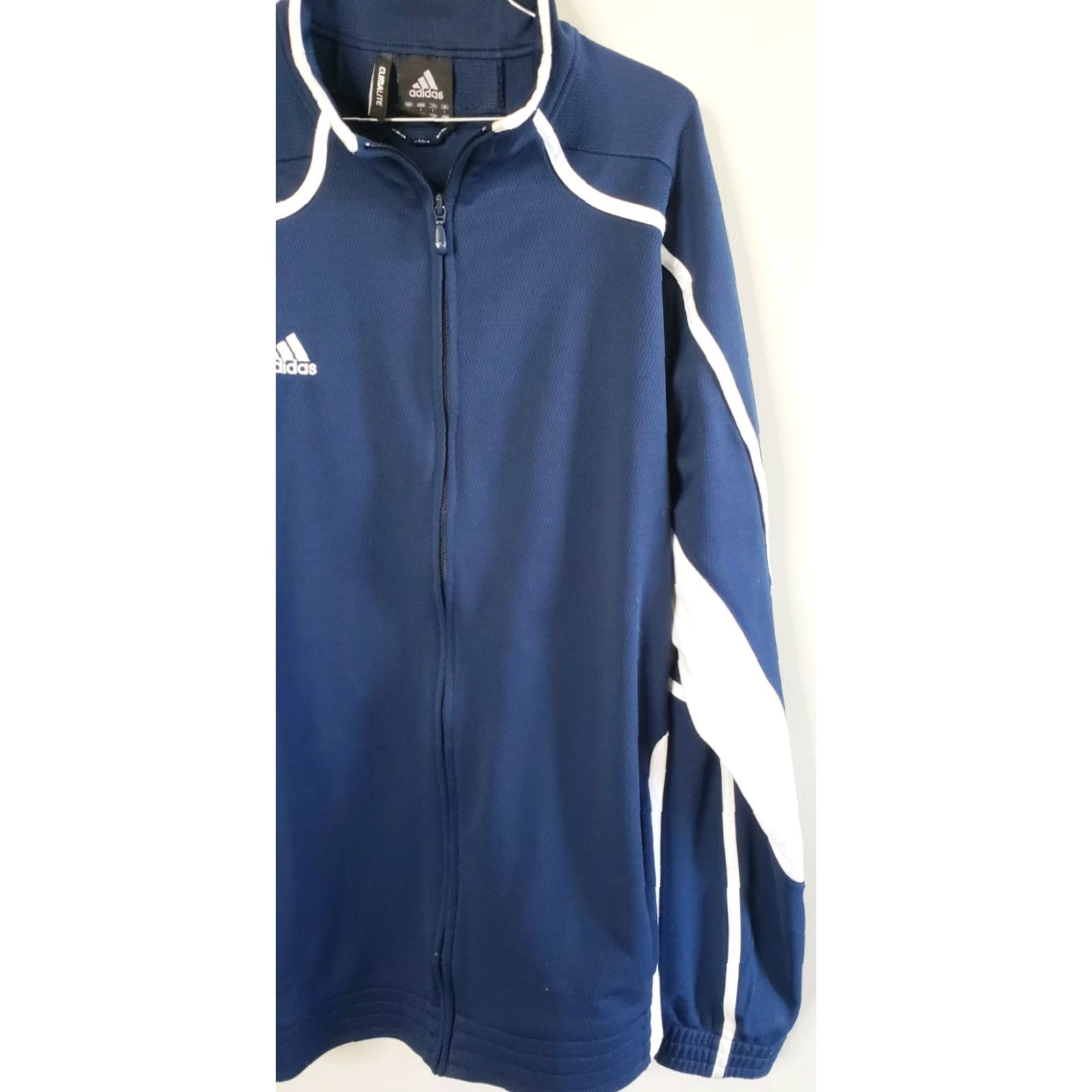 Adidas Adidas Climalite Jacket Track Full Zip Blue/White Mens L Size US L / EU 52-54 / 3 - 3 Thumbnail