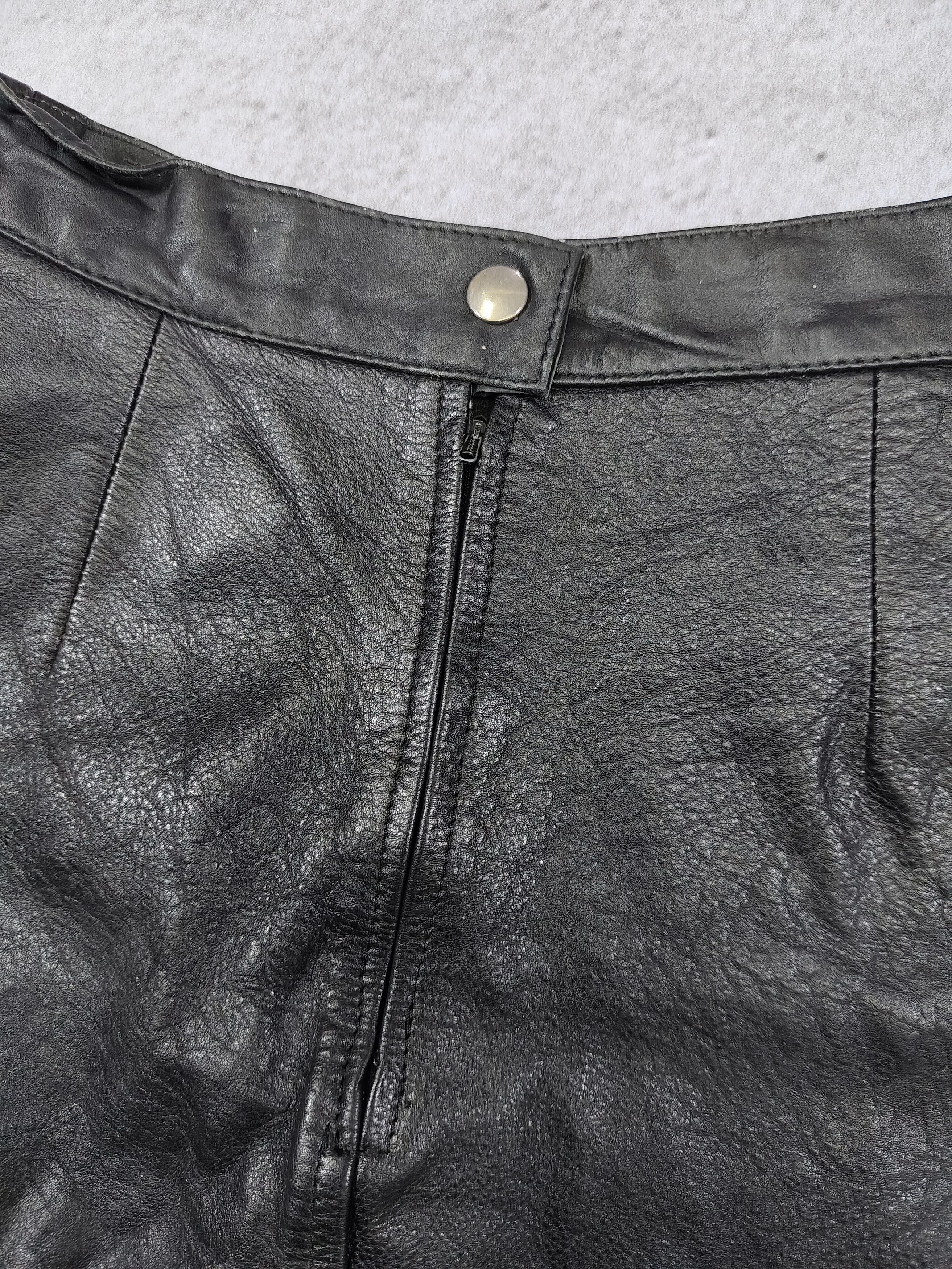 Morgan De Toi 00s Morgan De toi- Y2K Biker Stripe Side Leather Mini Skirt Size 27" / US 4 / IT 40 - 6 Thumbnail