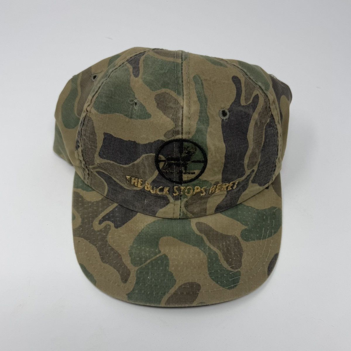 Vintage Vintage 90s Camouflage The Buck Stops Here Snapback Hat OSFA Size ONE SIZE - 2 Thumbnail