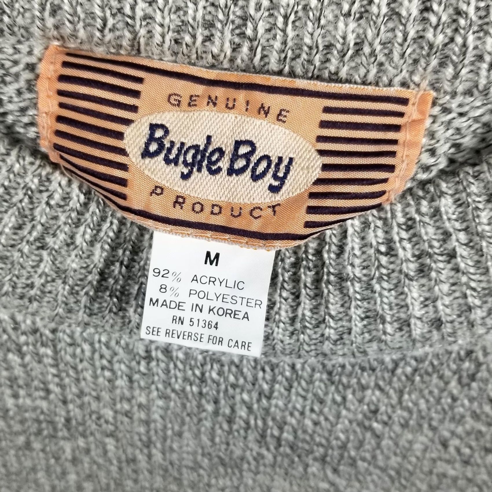 Bugle Boy Bugle Boy Sweater Mens M Gray Acrylic Polyester Pullover Crewneck Logo Size US M / EU 48-50 / 2 - 4 Thumbnail