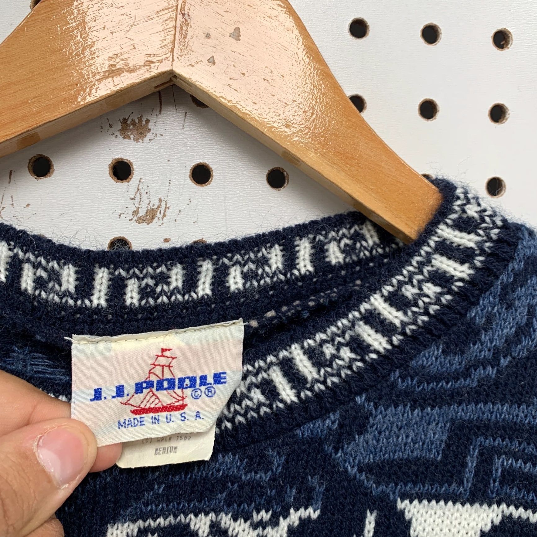 Vintage VINTAGE JJ Poole Knit Sweater Mens Medium Blue Paisley Acrylic Pullover USA Size US M / EU 48-50 / 2 - 7 Thumbnail