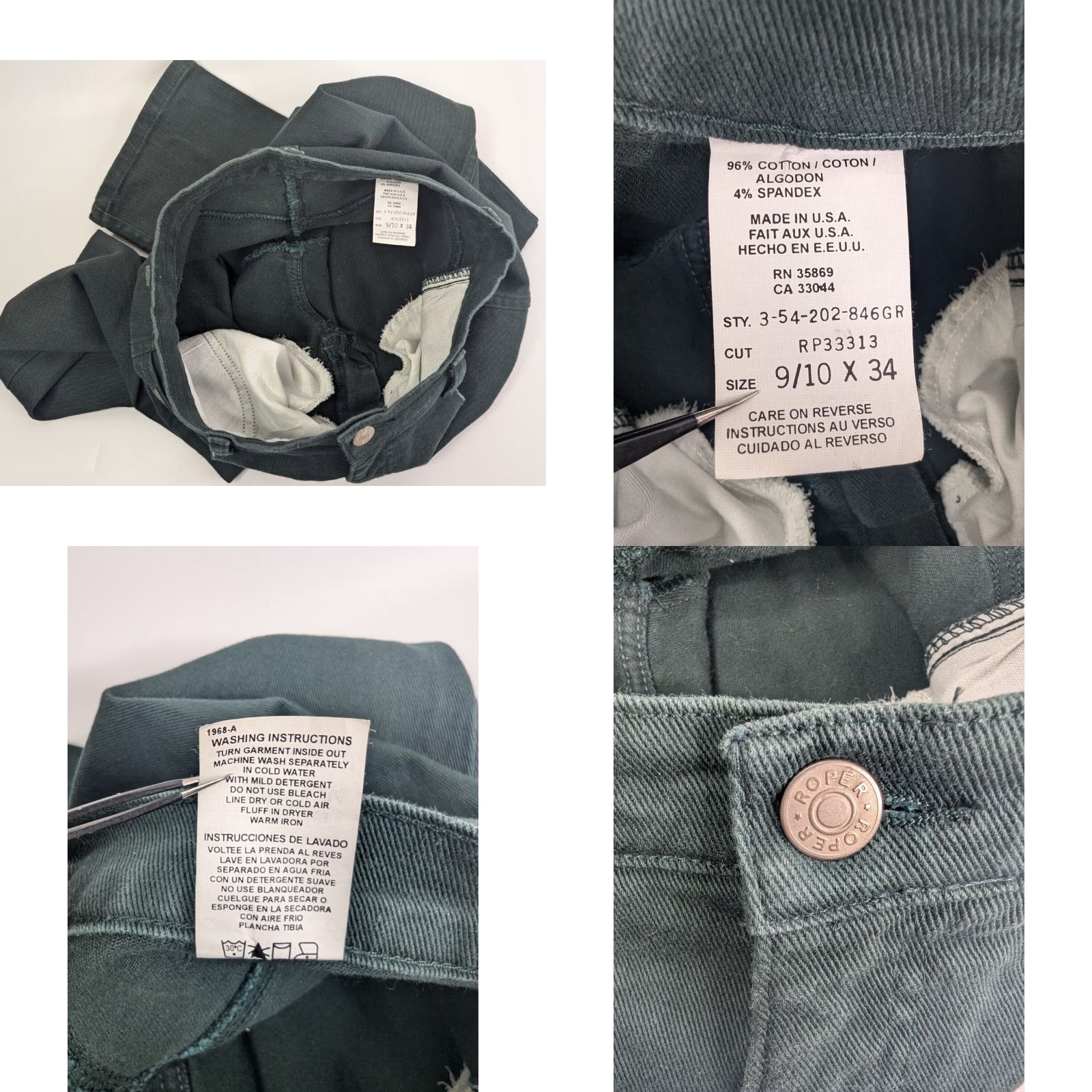 Roper VINTAGE Roper Jeans Womens 9/10 Denim Green USA Made Size 30" / US 8 / IT 44 - 8 Thumbnail