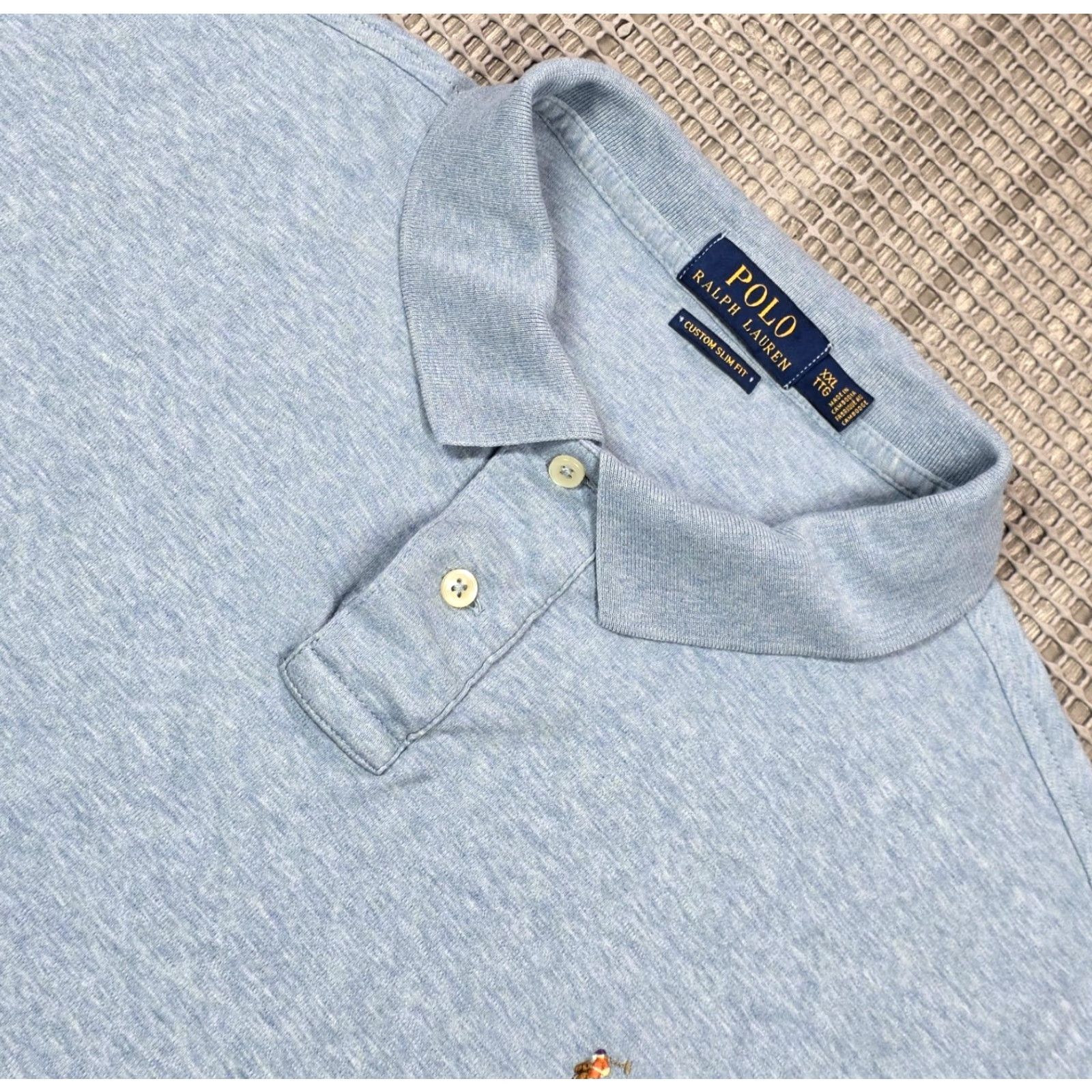 Polo Ralph Lauren VINTAGE Polo Ralph Lauren Polo Shirt Mens 2XL Heather Blue Short Sleeve Solid Blue Pony Polo Shirt Mens 2XL Size US XXL / EU 58 / 5 - 5 Thumbnail