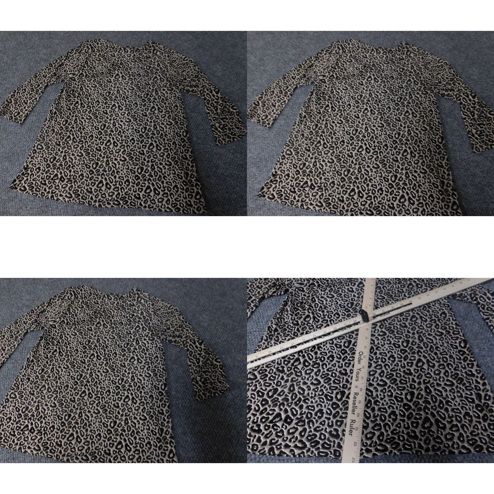 Vintage Espresso Blouse Womens Medium Brown Animal Print Short Sleeve Round Neck Pullover Stretch Regular Fit Size M / US 6-8 / IT 42-44 - 8 Thumbnail