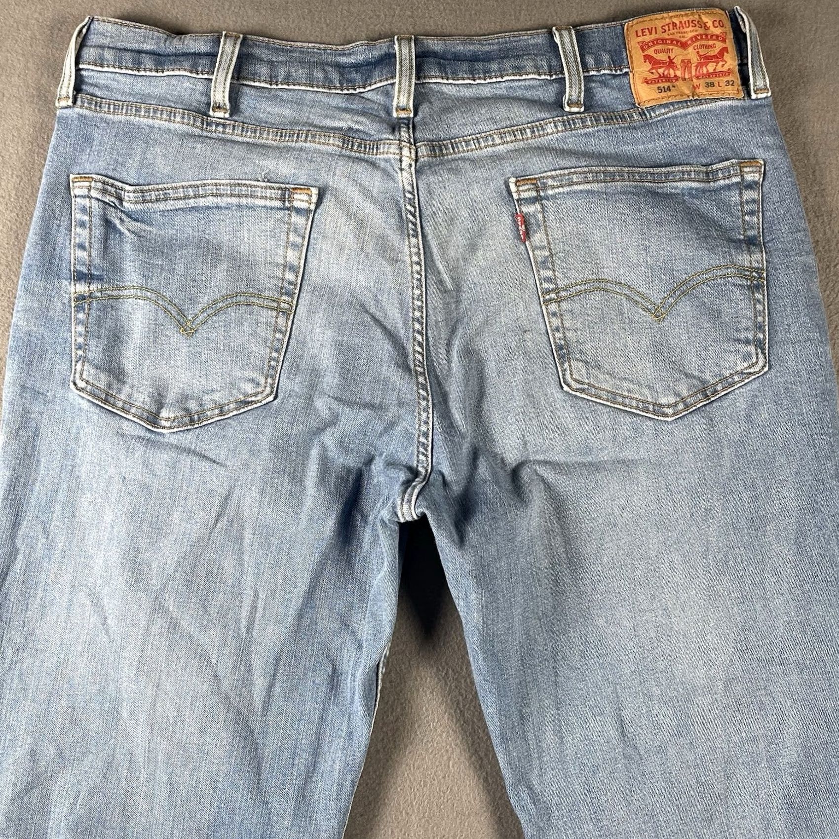 Levi's Levi's 514 Jeans Men 38X32 Light Blue Wash Distressed Straight Leg Regular Rise 5-Pocket Denim USA 90s Grunge Size US 38 / EU 54 - 3 Thumbnail