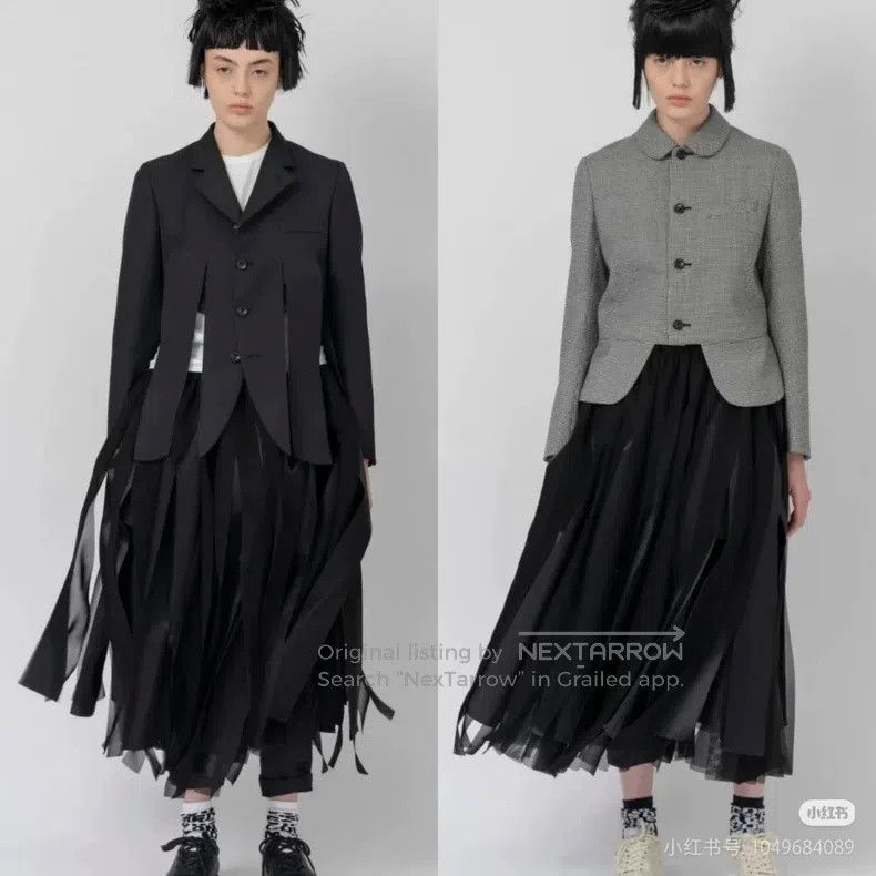 Comme des Garcons Comme Des Garcons size M Black strip-cut sheer half skirt Size 23" - 7 Thumbnail