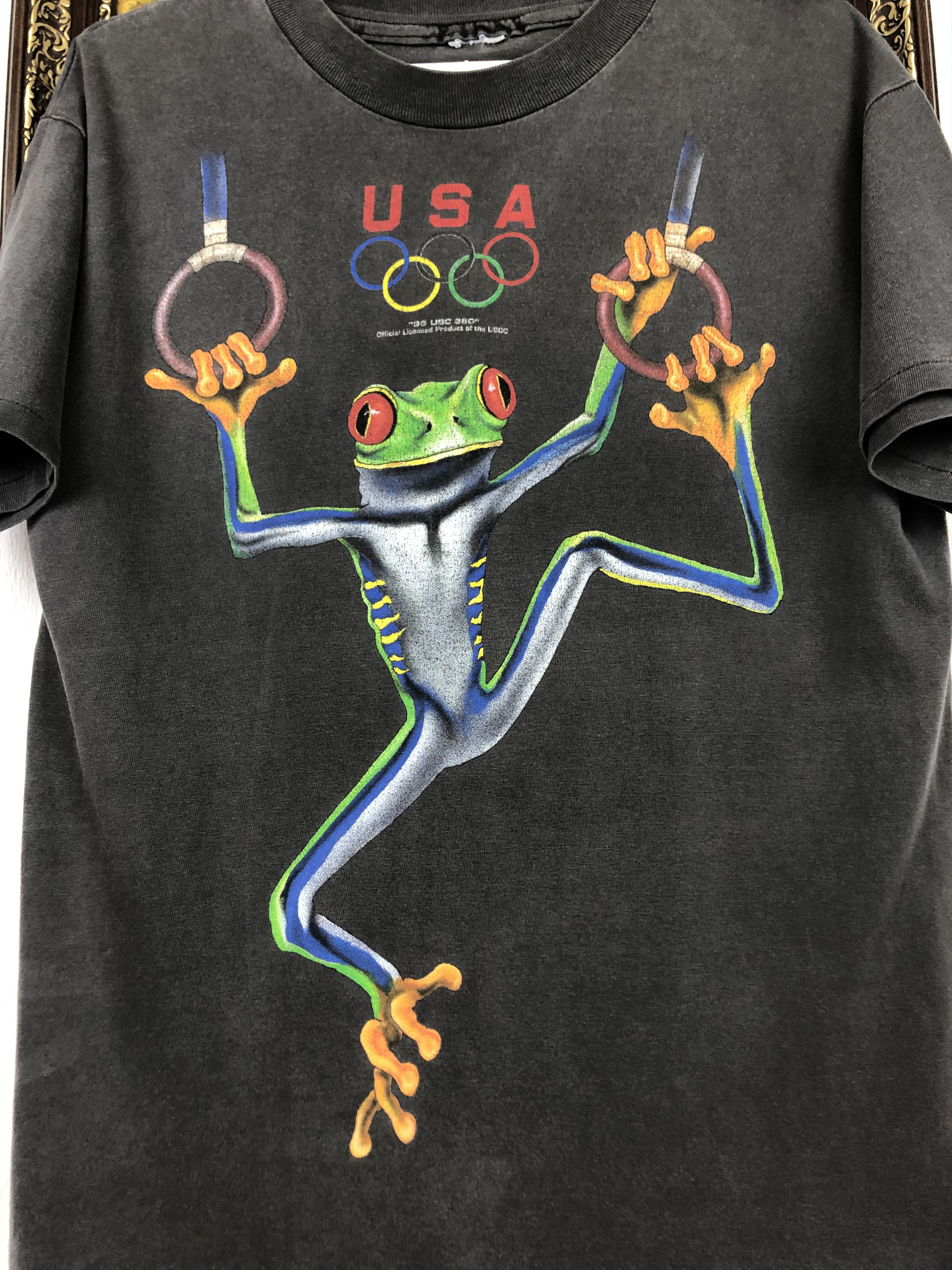 Vintage Vintage 90's Atlanta Olympics 1996 Gymnastics Frog Shirt Tee Size US M / EU 48-50 / 2 - 3 Thumbnail