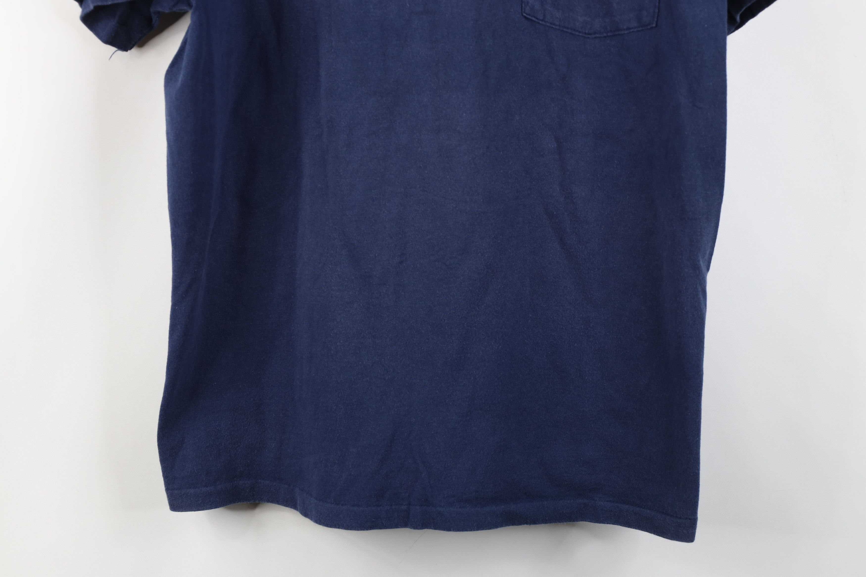 Hanes Vintage 90s Hanes Heavyweight Cotton T-Shirt Navy Blue USA Size US L / EU 52-54 / 3 - 3 Thumbnail