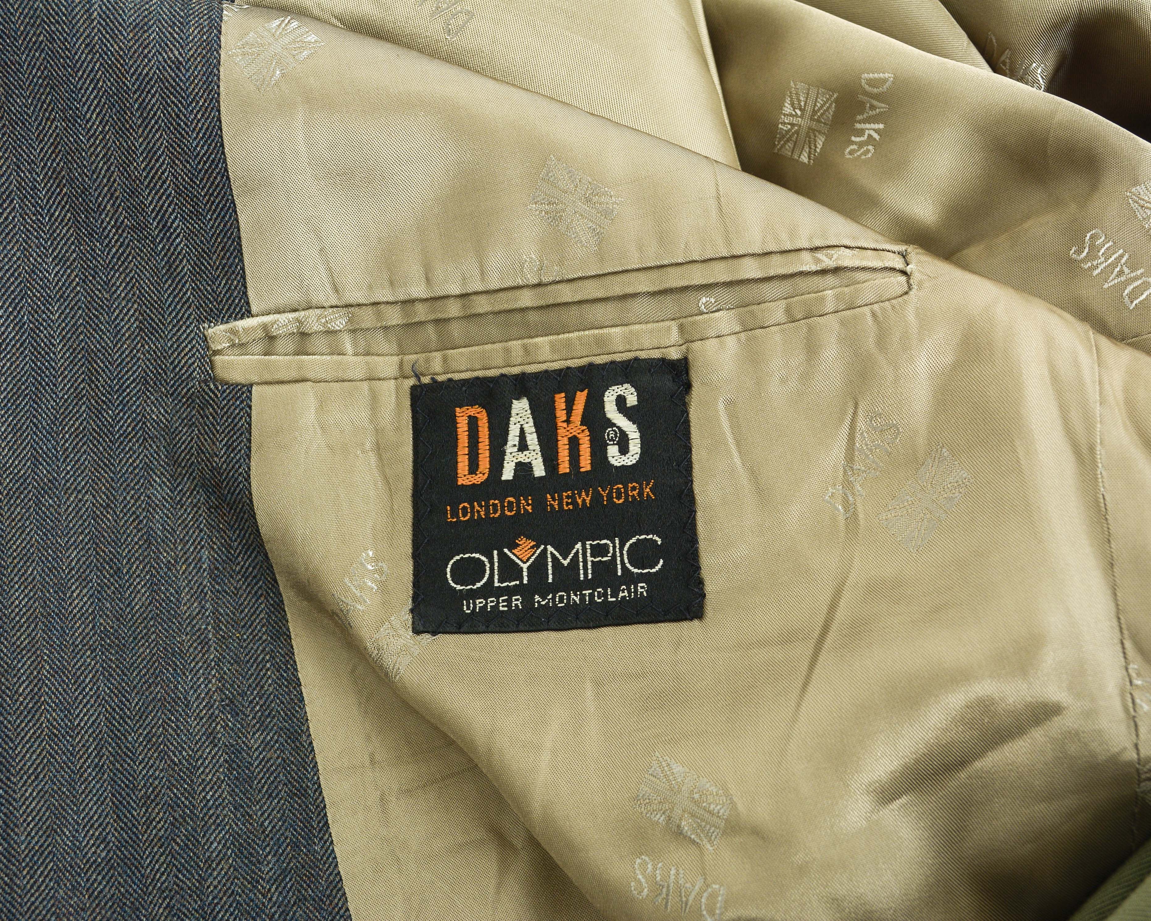 DAKS L Virgin Wool Suit Jacket Herringbone Tweed Sport Coat Size 42R - 11 Thumbnail
