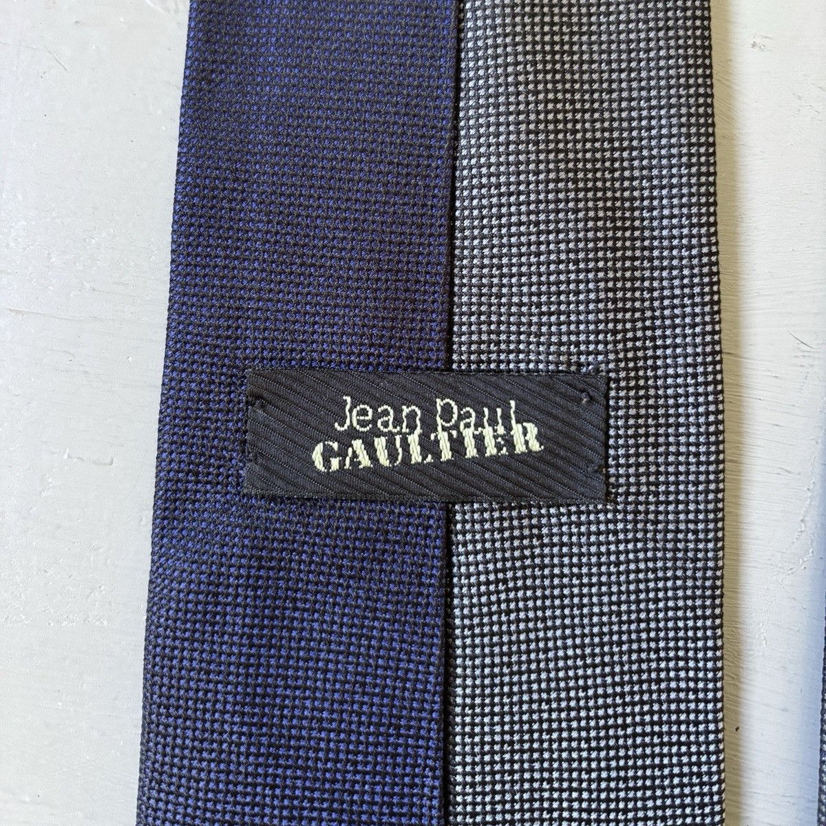 Jean Paul Gaultier Vintage Jean Paul Gaultier Silk Tie Navy Grey Micro Pattern Size ONE SIZE - 2 Thumbnail