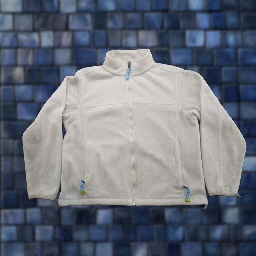 Vintage LL Bean Women's Full Zip White Fleece Jacket Medium Outdoor Casual Basic Jacket - 0YW88 Size M / US 6-8 / IT 42-44 - 1 Thumbnail