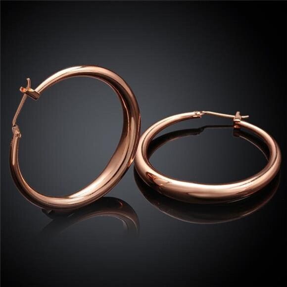 Other 18K Rose Gold Plated Bali Hoop Earrings Latch Back Design Size ONE SIZE - 1 Thumbnail