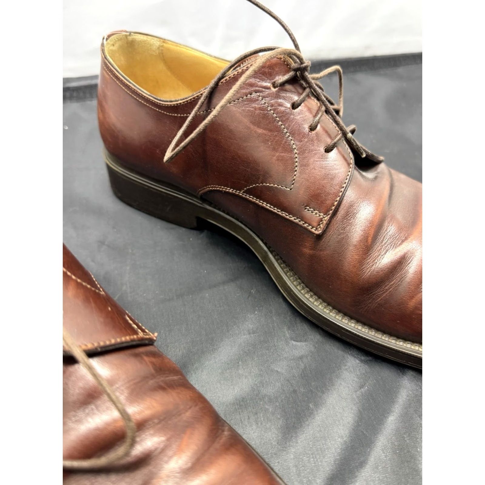 Santoni Santoni Men Dress Shoes Cap Toe Oxford Brown US 10 Leather Sole Leather Upper D Width Cap Toe Lace Up Style 101242 Mens Size ONE SIZE - 6 Thumbnail