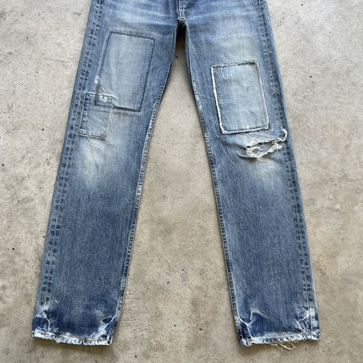 Japanese Brand W30💥 Vintage D.M.G Patchwork Faded Distressed Jeans Pants Size US 30 / EU 46 - 4 Thumbnail