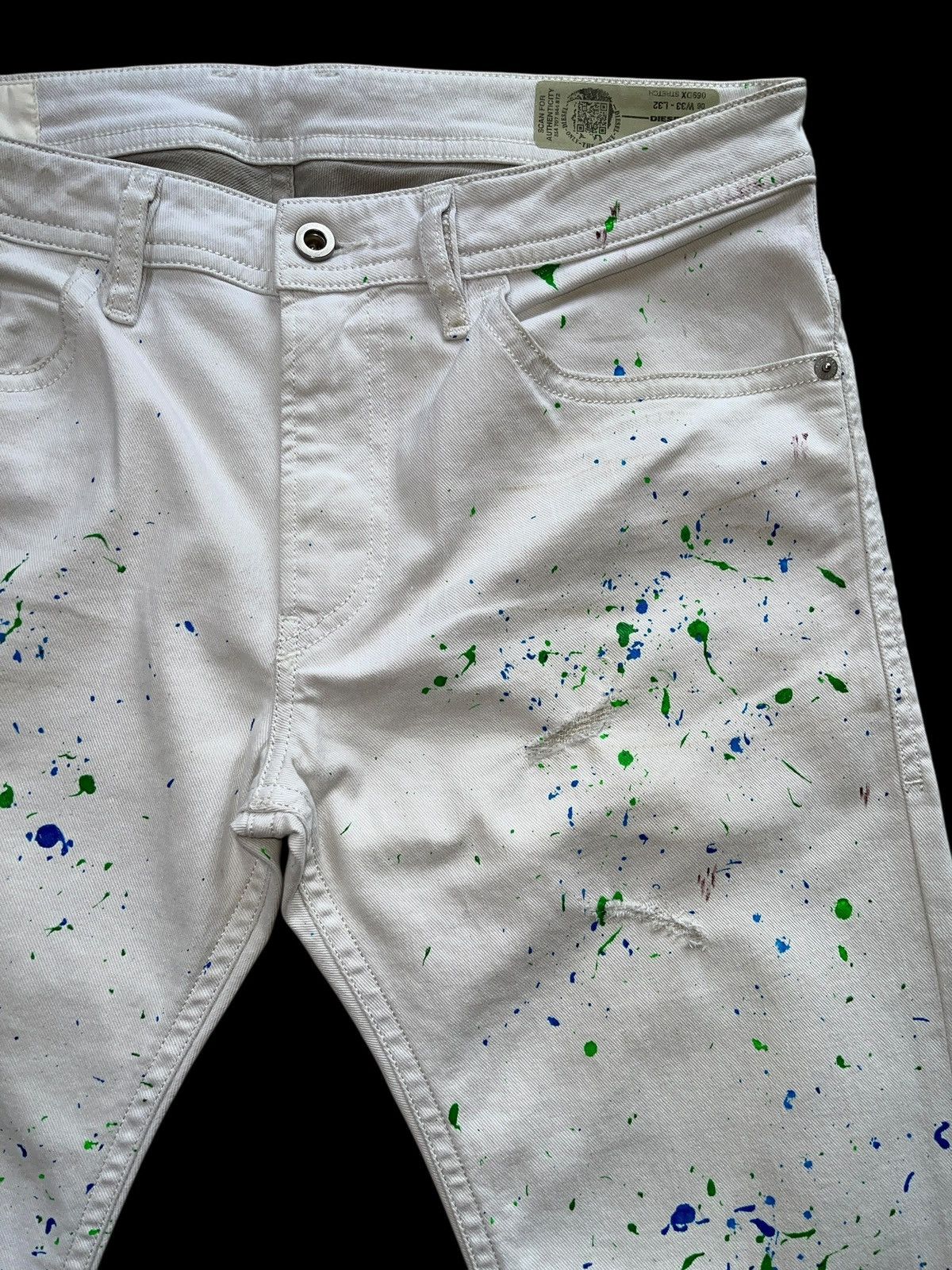 Diesel Diesel Thommer Slim-Skinny Paint Splatter Denim Size US 33 - 11 Thumbnail