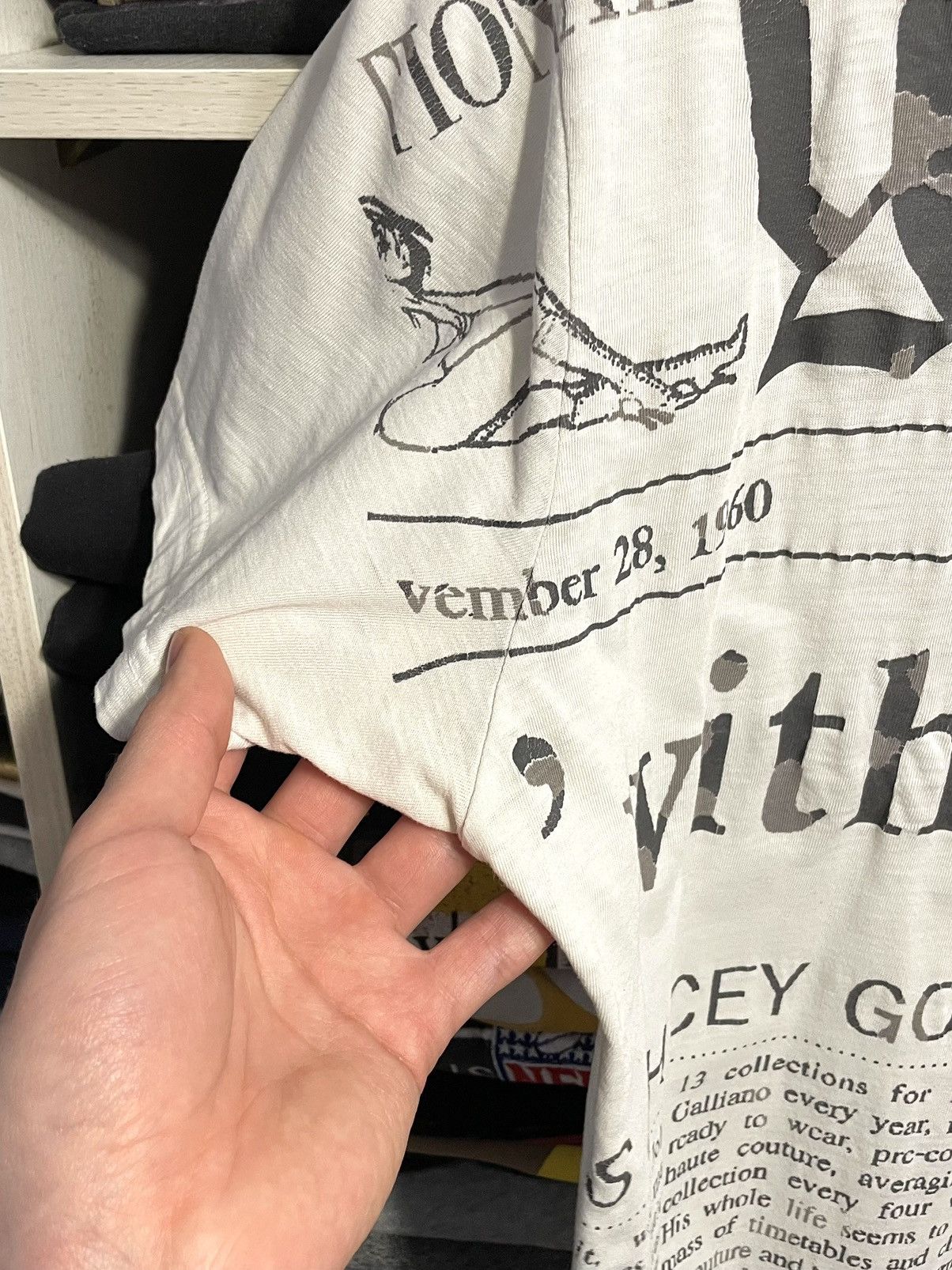 Vintage Y2K John Galliano Newspaper Gazette Print T-Shirt
