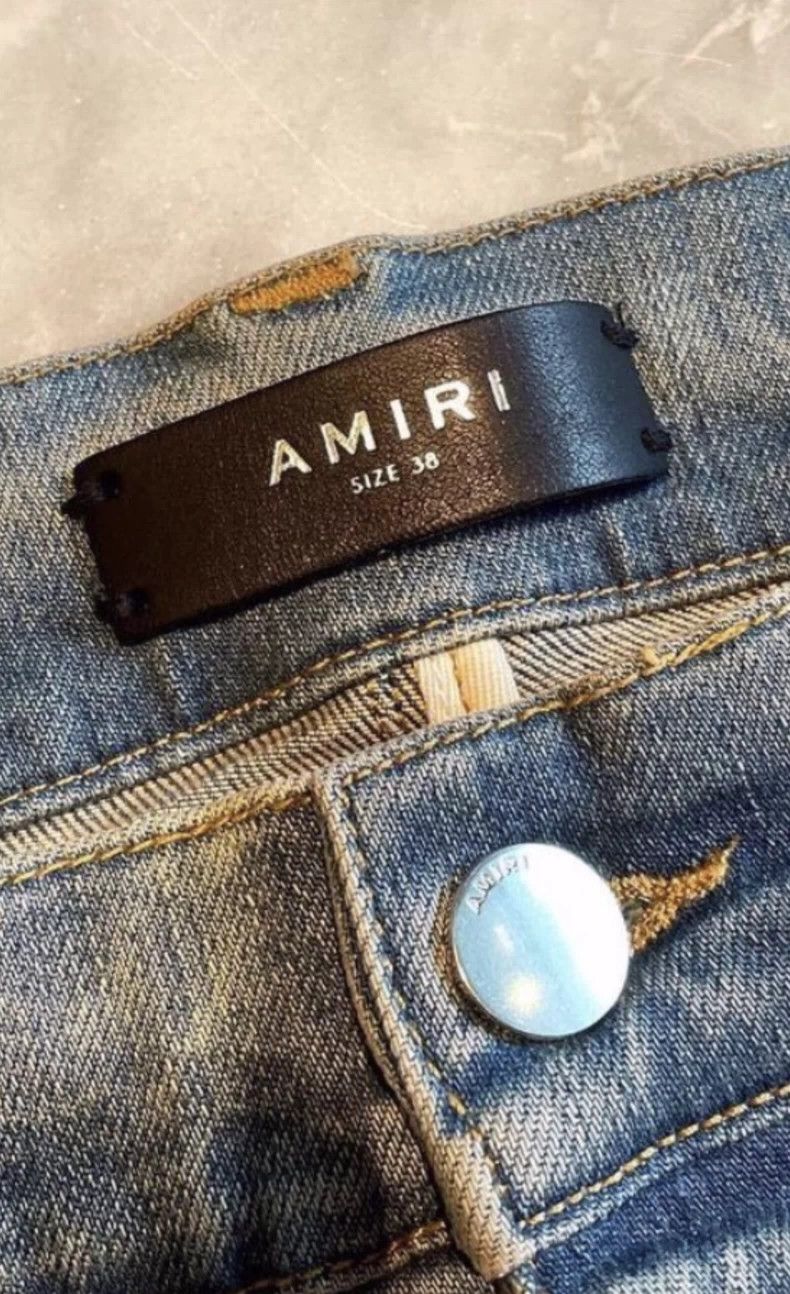 Amiri Amiri Embroidered double-torn blue jeans Size US 38 / EU 54 - 2 Thumbnail