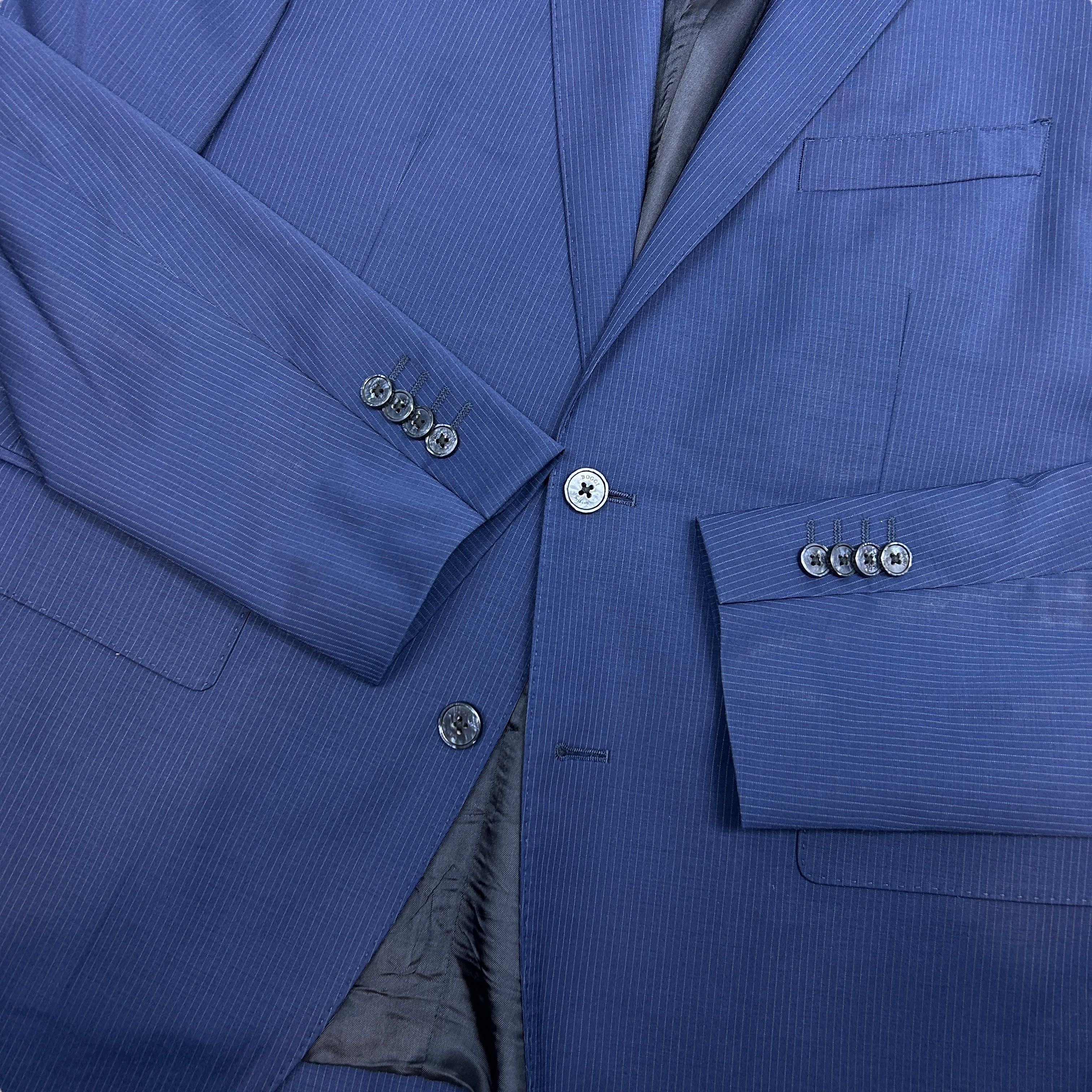 Boggi Boggi Milano Pure Wool 120s Blue Striped Regular Blazer 52 Size 46R - 4 Thumbnail