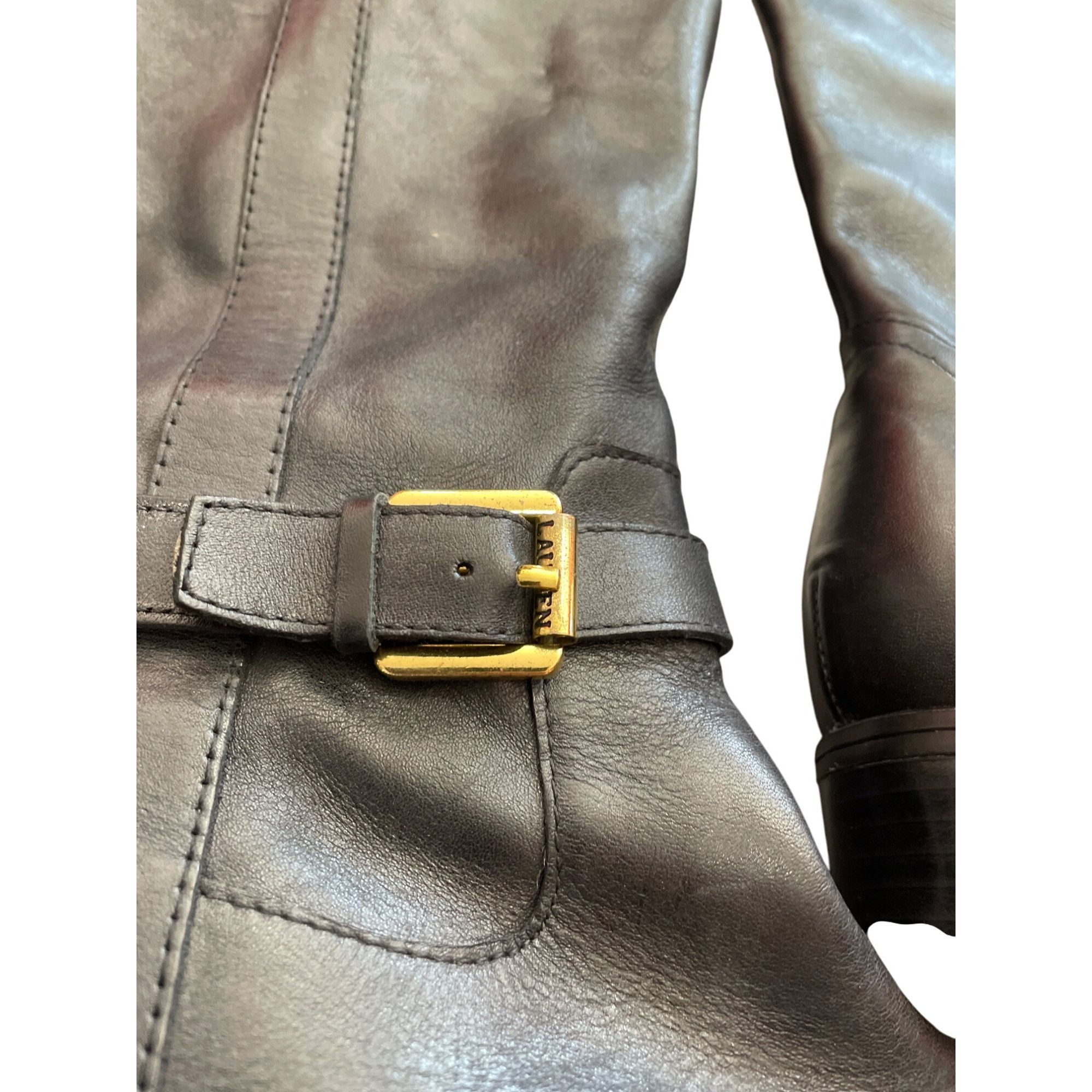 Ralph Lauren Ralph Lauren Womens Black Leather Knee-High Riding Boots Siz Size US 7 / IT 37 - 4 Thumbnail