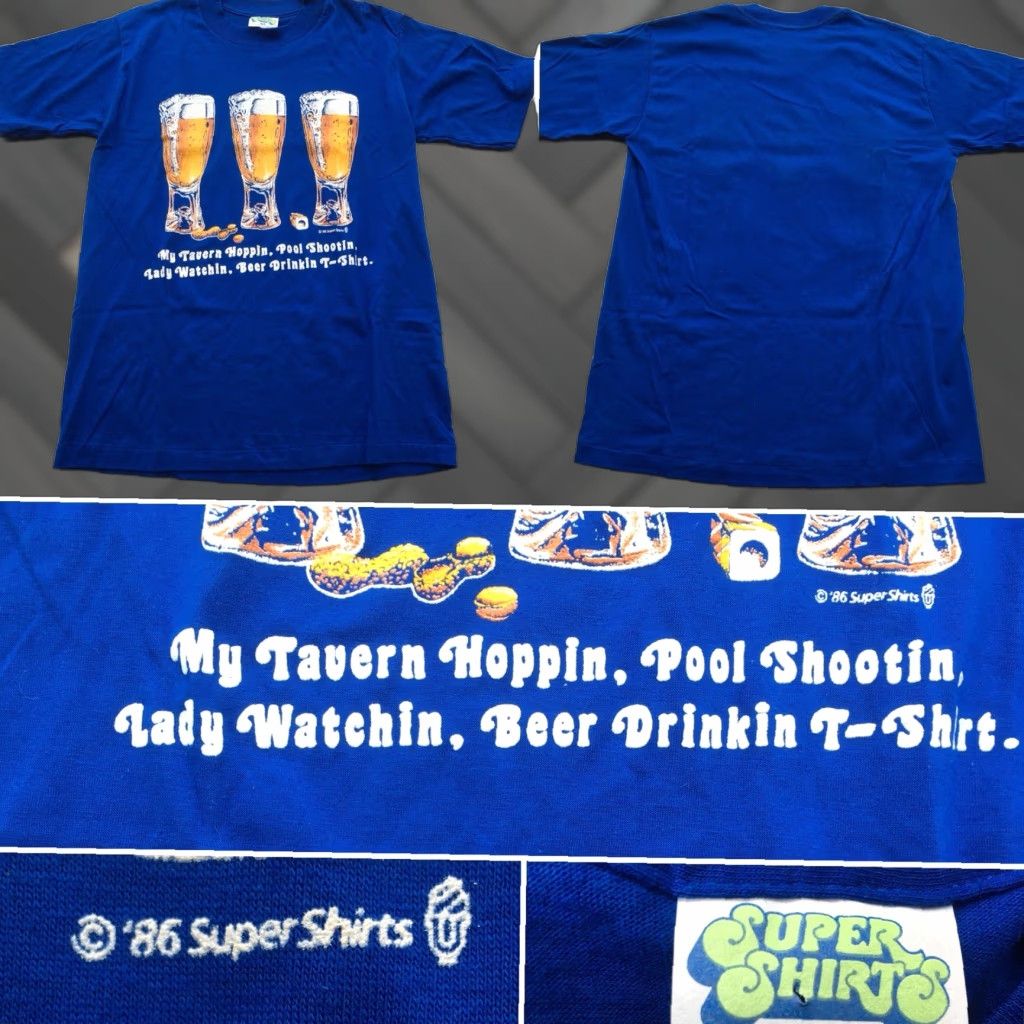 Vintage VINTAGE Super Shirts Beer T-Shirt M Men United States Blue 1980s 80s Graphic Tee Tavern Hoppin Size US M / EU 48-50 / 2 - 1 Thumbnail
