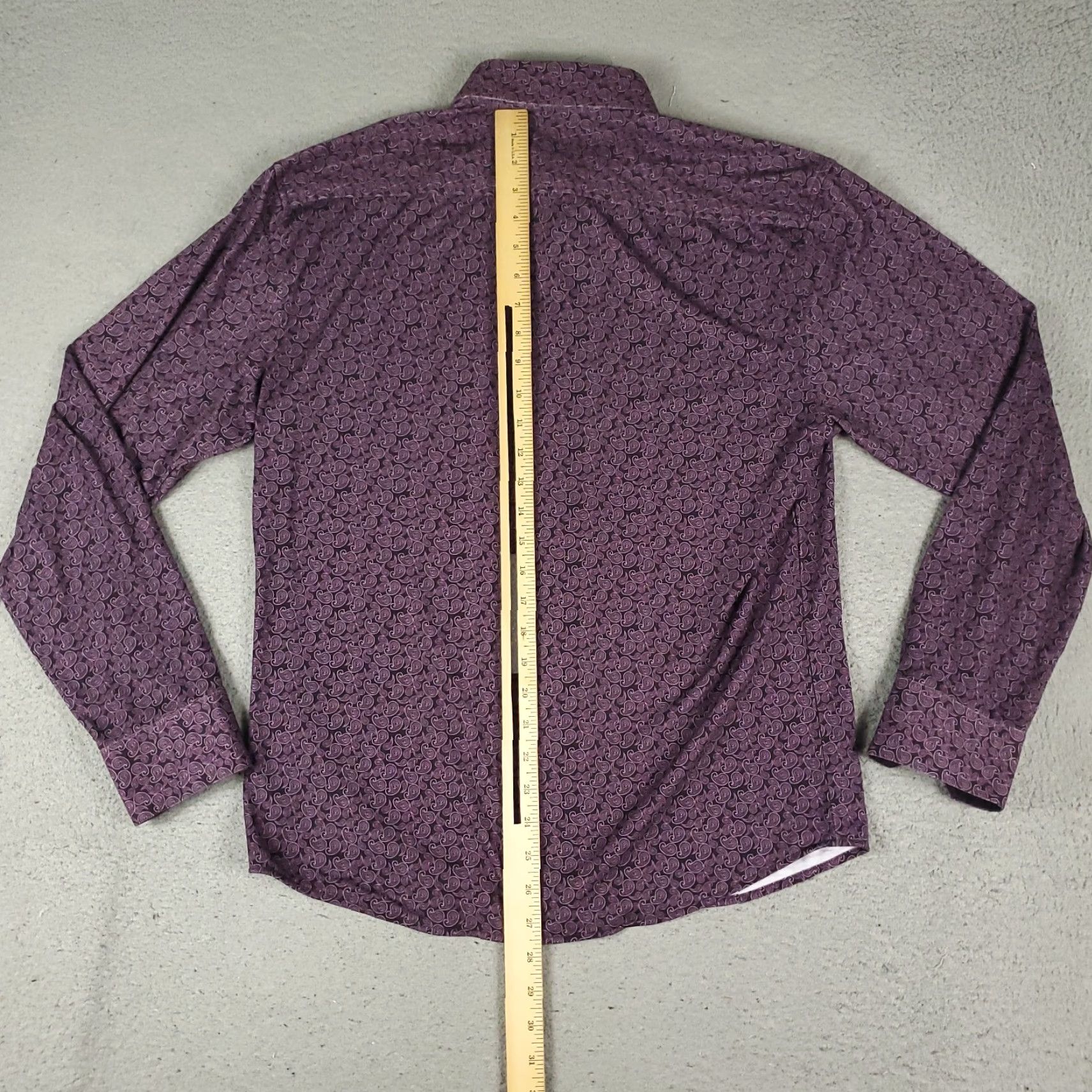 Vintage Duchamp Shirt Mens Medium Purple Paisley Button-Up Long Sleeve Size 40R - 3 Thumbnail