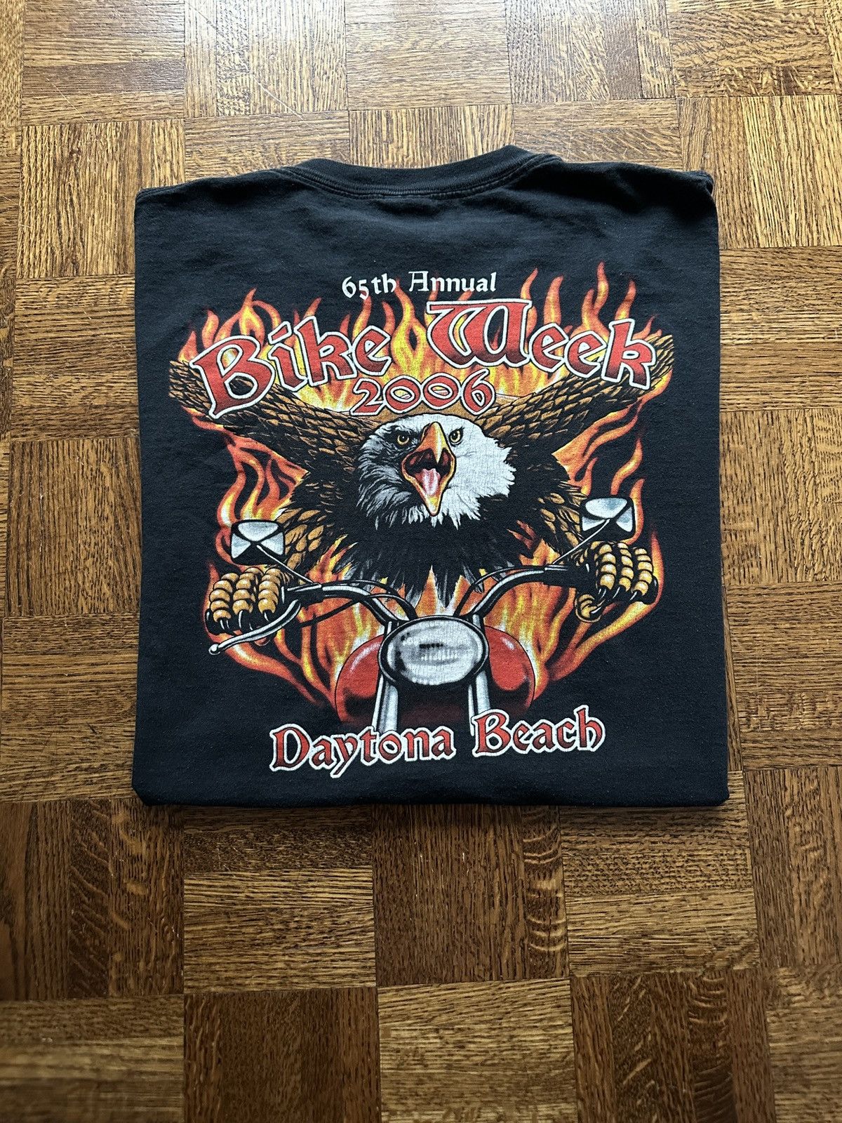 Vintage Vintage Y2K Daytona Beach Bike Week Flames Eagle Graphic Tee Size US XXL / EU 58 / 5 - 1 Thumbnail